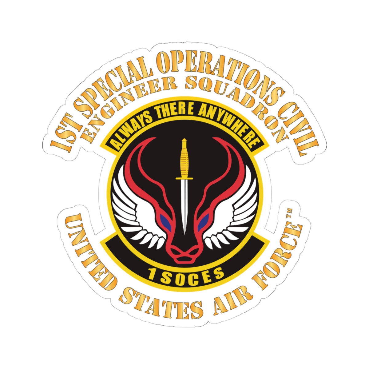 Kiss-Cut Stickers - USAF - 1st Special Operations Civil Engineer Sq X 300