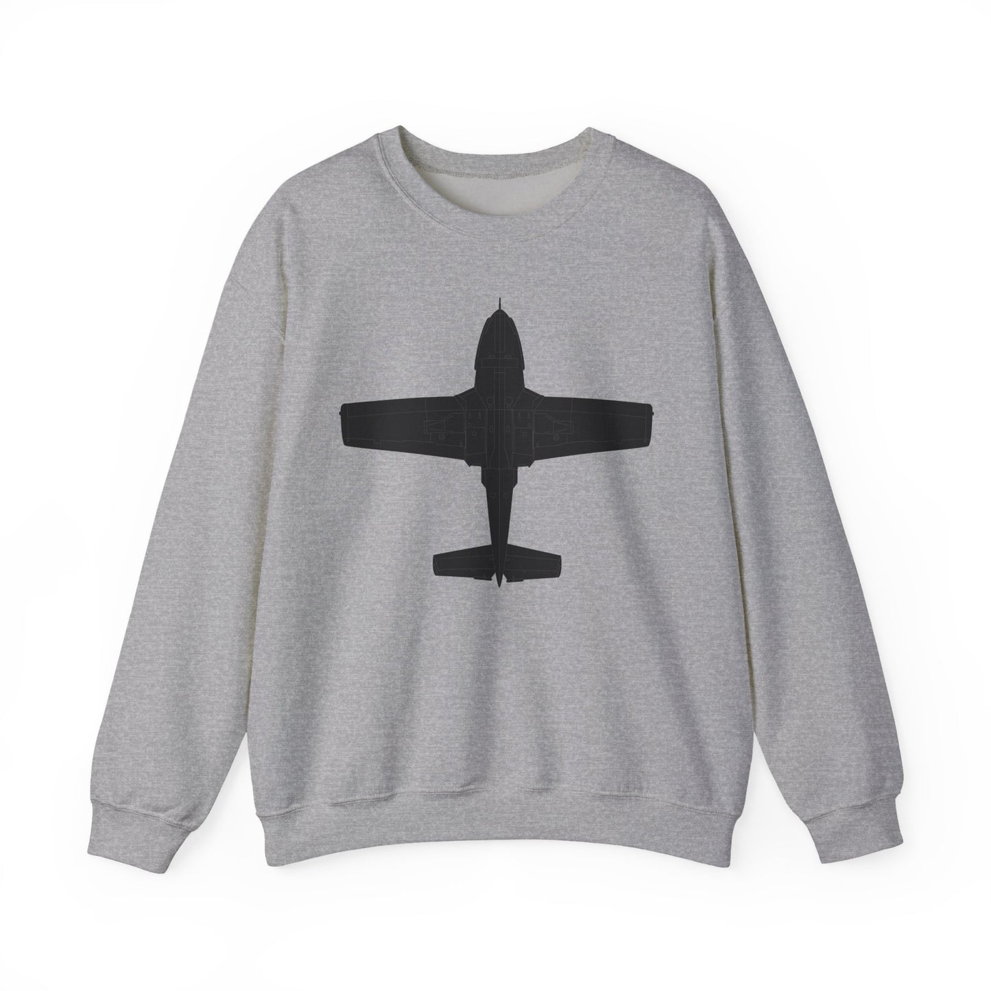 Crewneck Sweatshirt - Aircraft - T-37-Trainer - Bottom - Black - Metal X 300