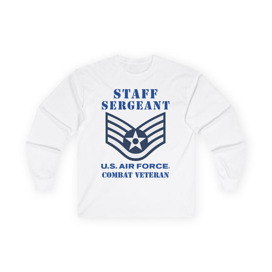Unisex Ultra Cotton Long Sleeve Tee - USAF - Staff Sergeant (E5) - 2020 - Combat Veteran