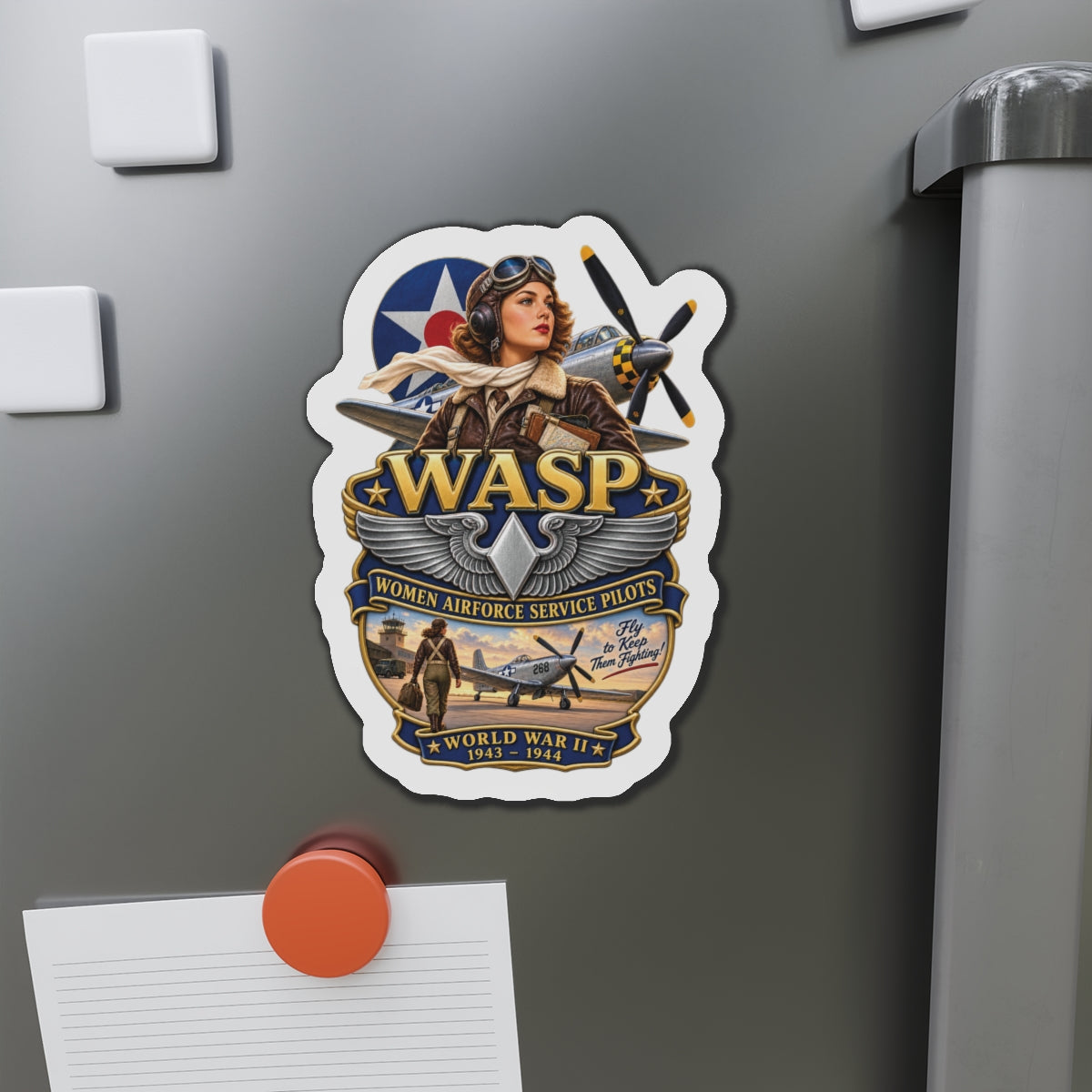 Die-Cut Magnet - WASP - Women Airforce Service Pilot - WWII - 3D - Enhanced