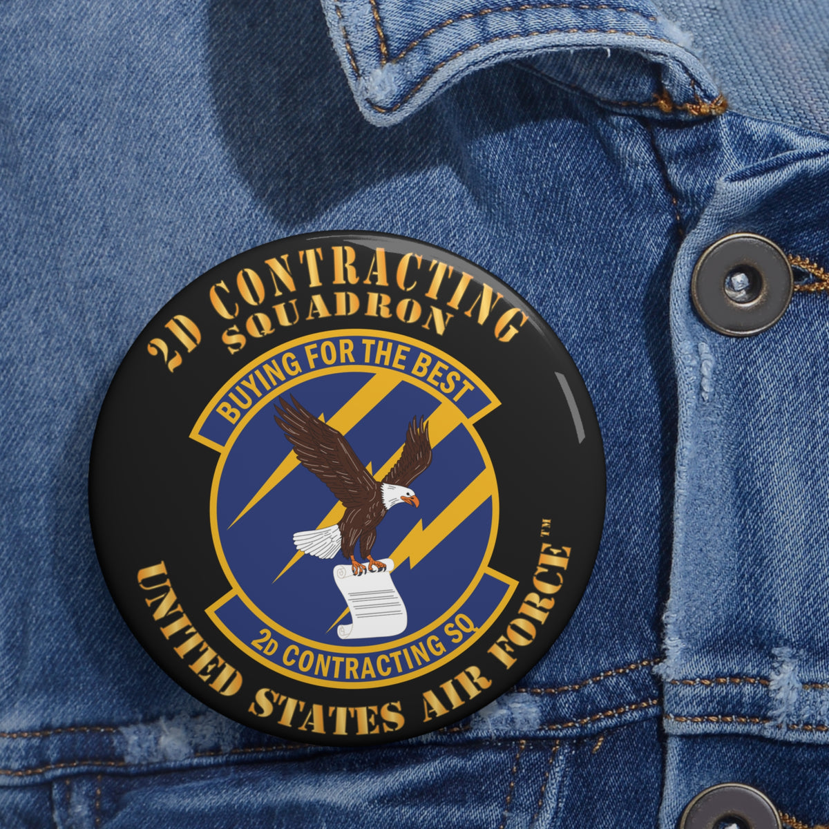 Custom Pin Button - USAF - 2d Contracting Squadron