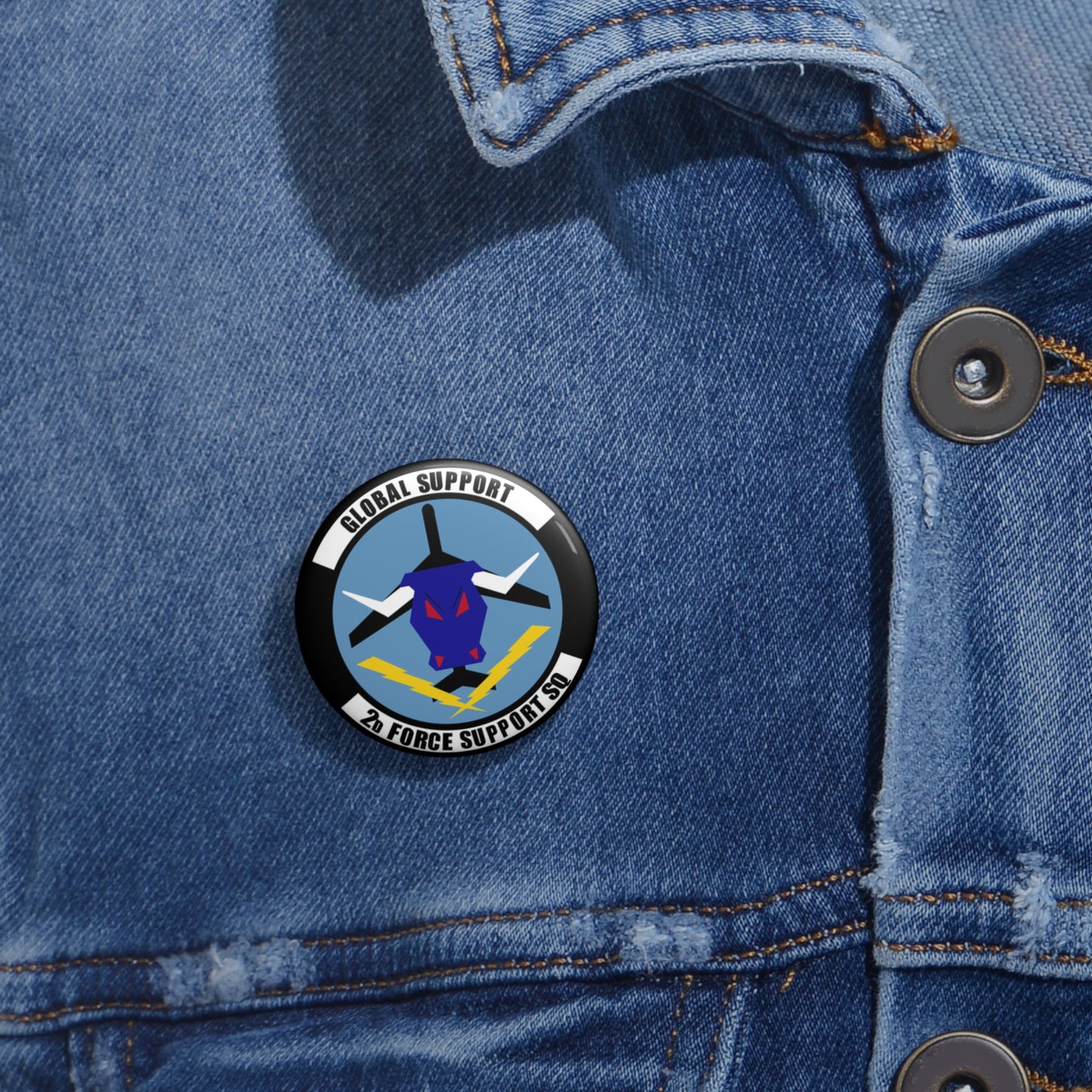 Custom Pin Button - USAF - 2d  Force Support Squadron wo txt