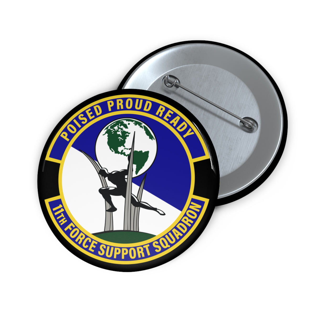 Custom Pin Button - USAF - 11th Force Support Squadron wo txt