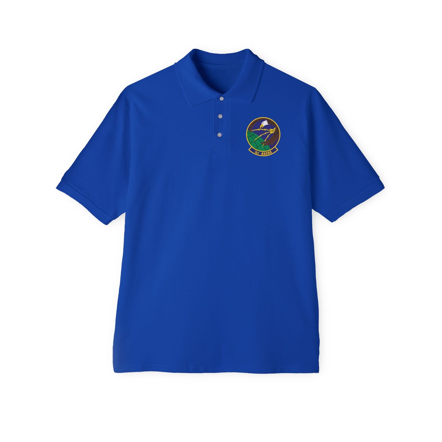 Men's Piqué Polo - USAF - 1st Air & Space Communications Operations Sq wo txt X 300