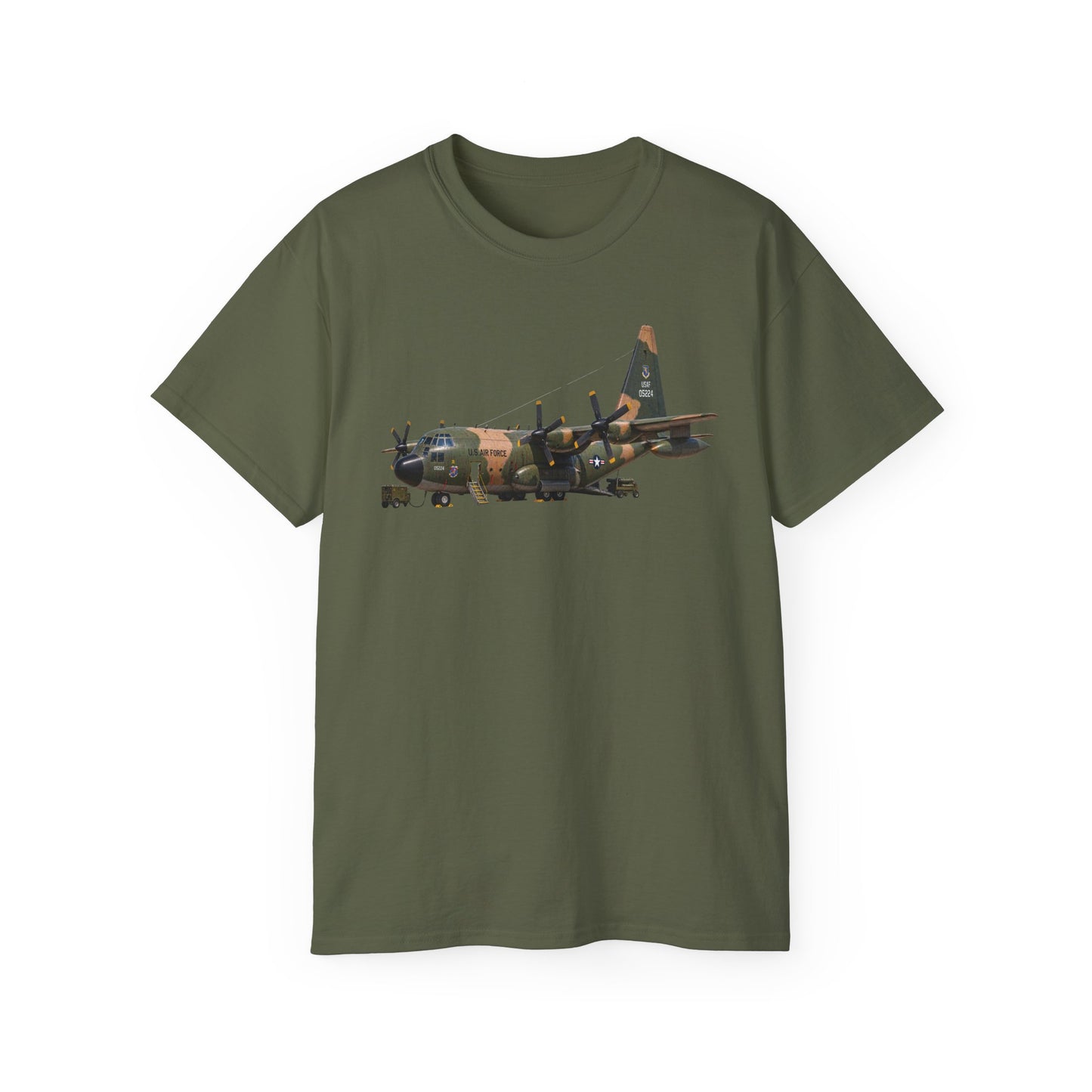 Unisex Ultra Cotton Tee - C-130  Aircraft - Camo - Landing - Parked - Static