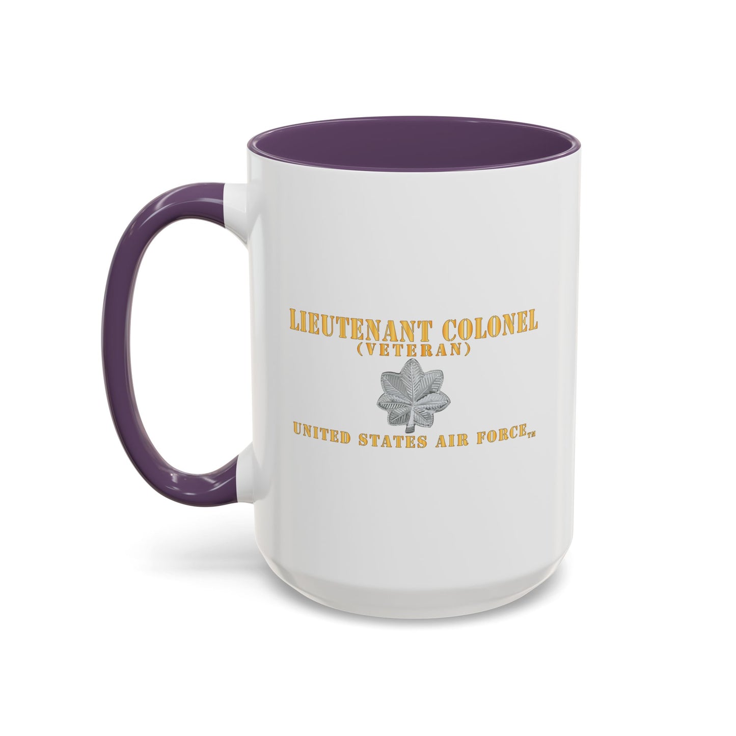Accent Coffee Mug (11oz & 15oz) - USAF - Lieutenant Colonel - LTC - Veteran - Flat - TM X 300