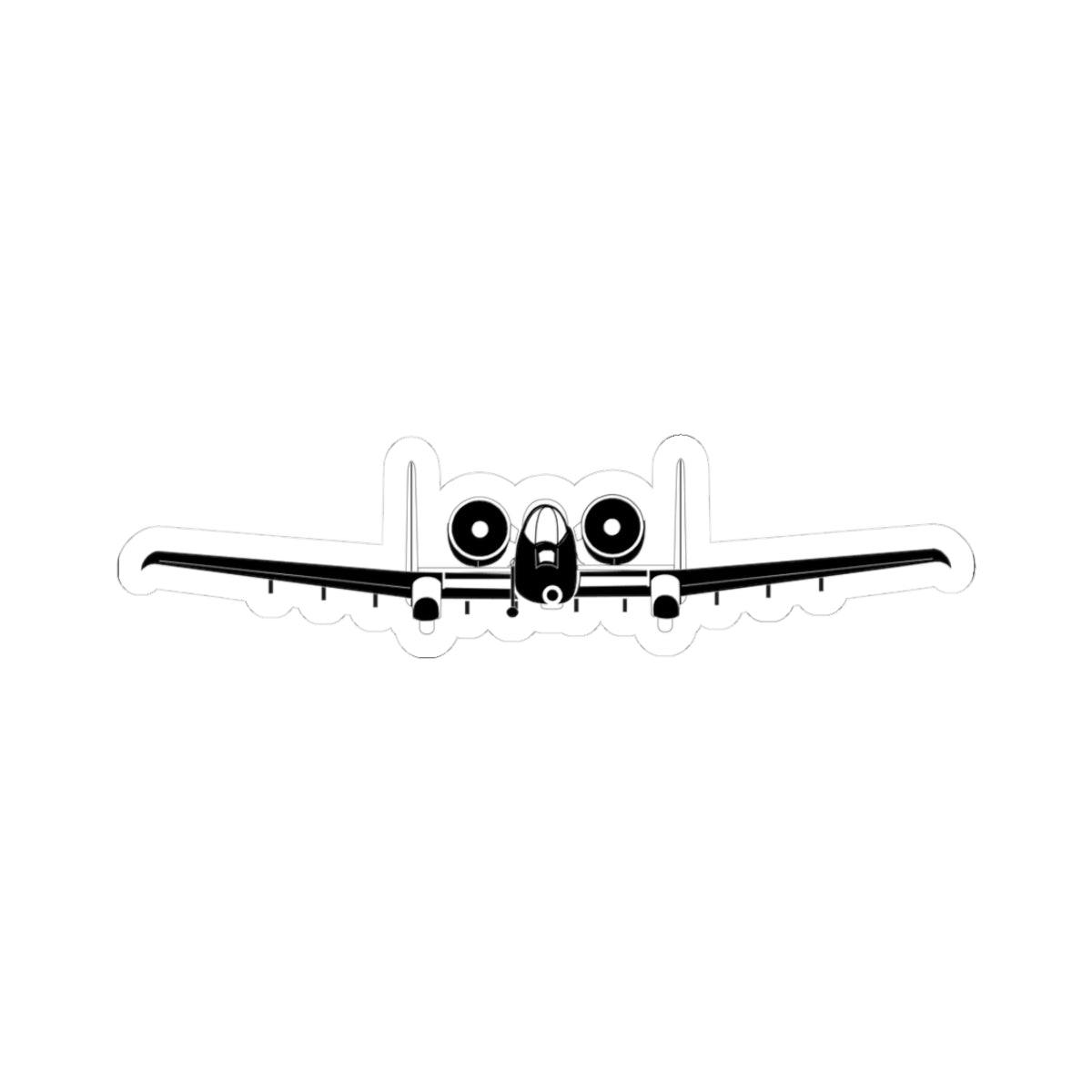 Kiss-Cut Stickers - Aircraft - USAF - A-10 Thunderbolt II - Front - BW X 300