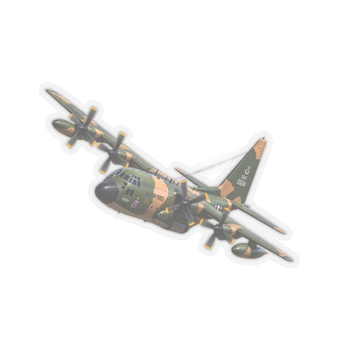 Kiss-Cut Stickers - C-130  Aircraft - Camo - Landing - Hard Left Bank