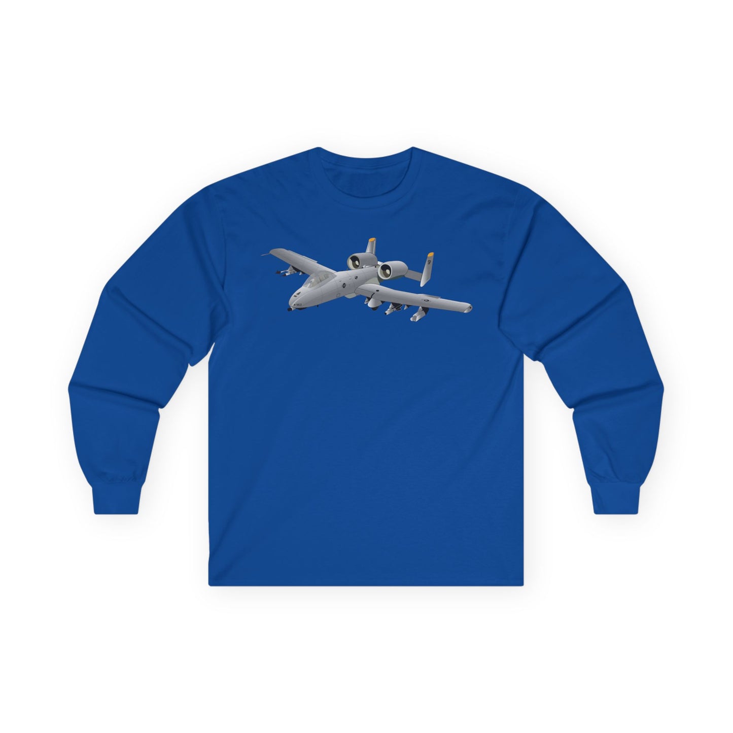 Unisex Ultra Cotton Long Sleeve Tee - Aircraft - A10 - Front - Top - Oblique X 300