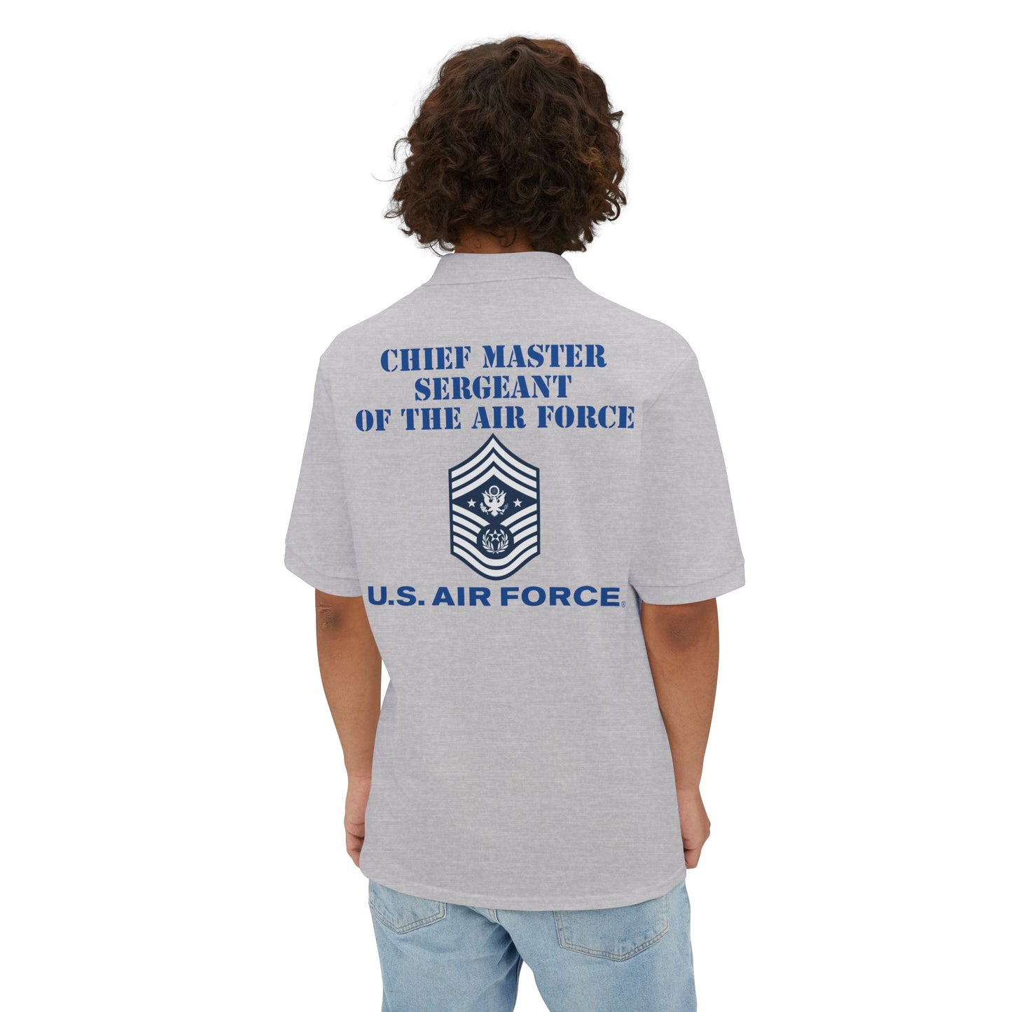Men's Piqué Polo - USAF - Chief Master Sergeant of the Air Force (E9d) - US Air Force w Text X 300