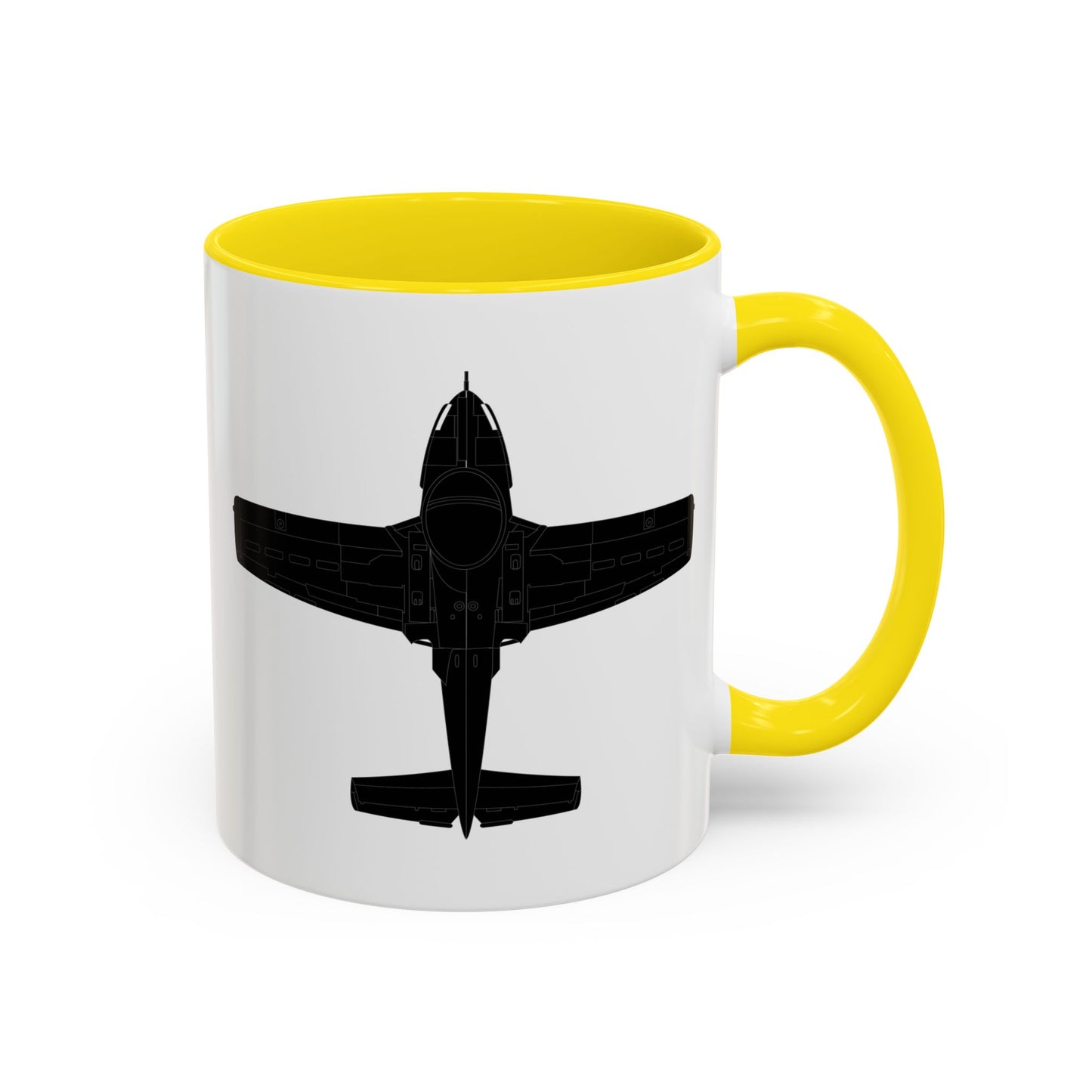 Accent Coffee Mug (11oz & 15oz) - Aircraft - T-37-Trainer - Top - Black - Metal X 300