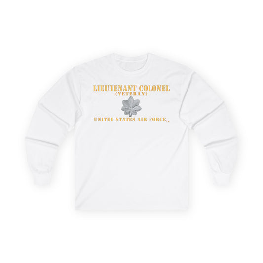 Unisex Ultra Cotton Long Sleeve Tee - USAF - Lieutenant Colonel - LTC - Veteran - Flat - TM X 300