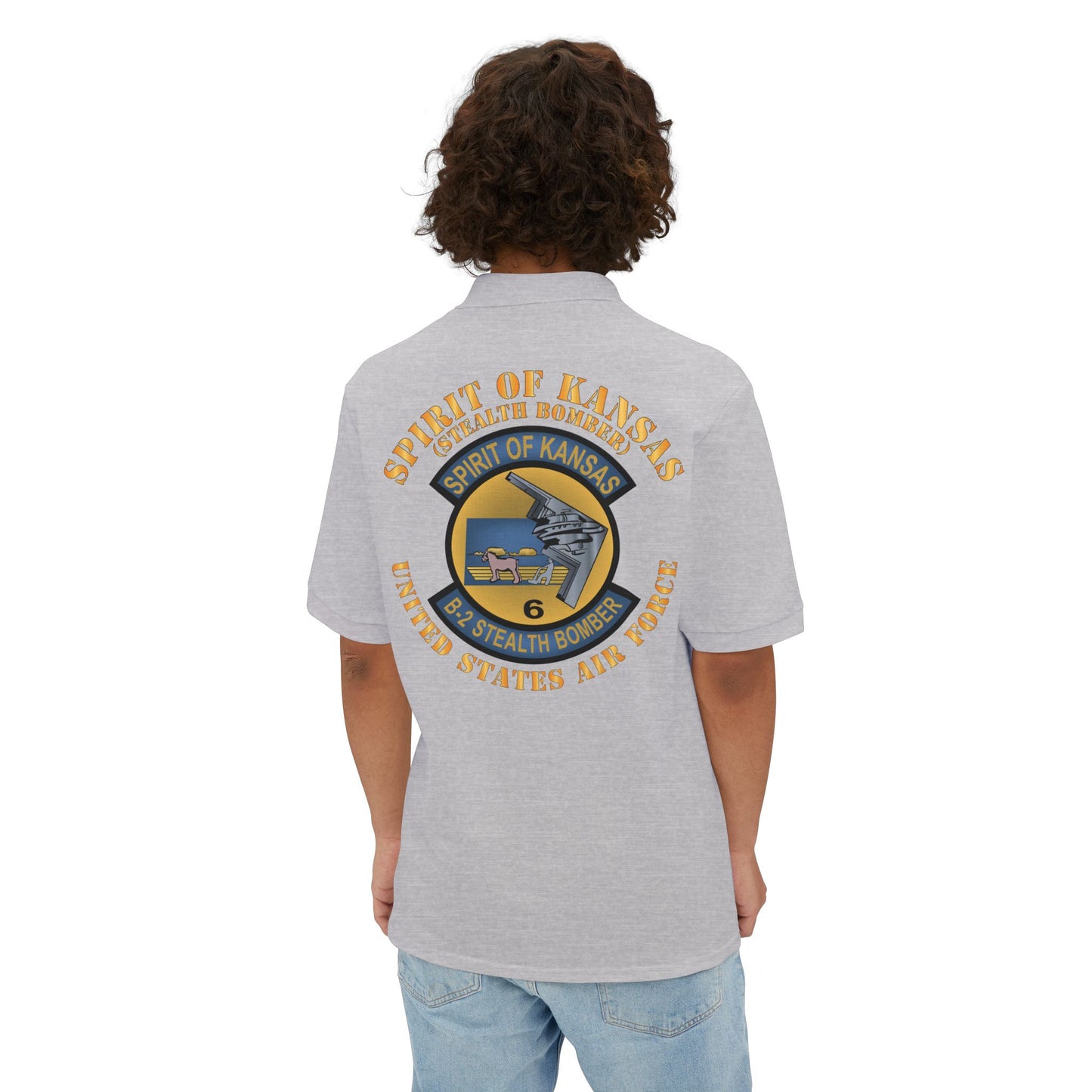 Men's Piqué Polo - USAF - B2 - Spirit of Kansas - Stealth Bomber X 300