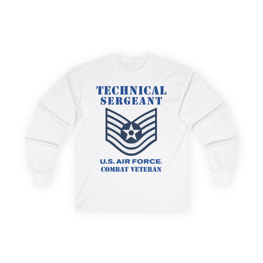 Unisex Ultra Cotton Long Sleeve Tee - USAF - Technical Sergeant (E6) - 2020 - Combat Veteran