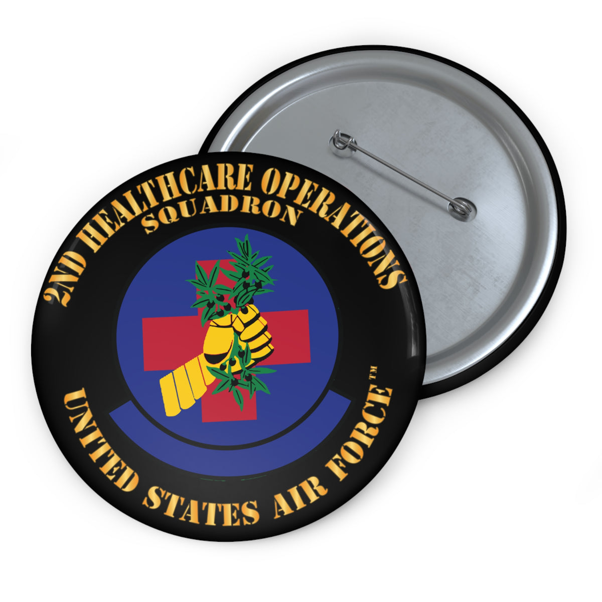 Custom Pin Button - USAF - 2nd Healthcare Operations Squadron