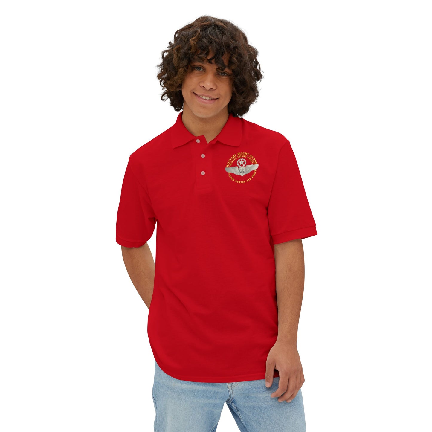 Men's Piqué Polo -USAF - Military Flight Nurse - Flight Nurse - Master