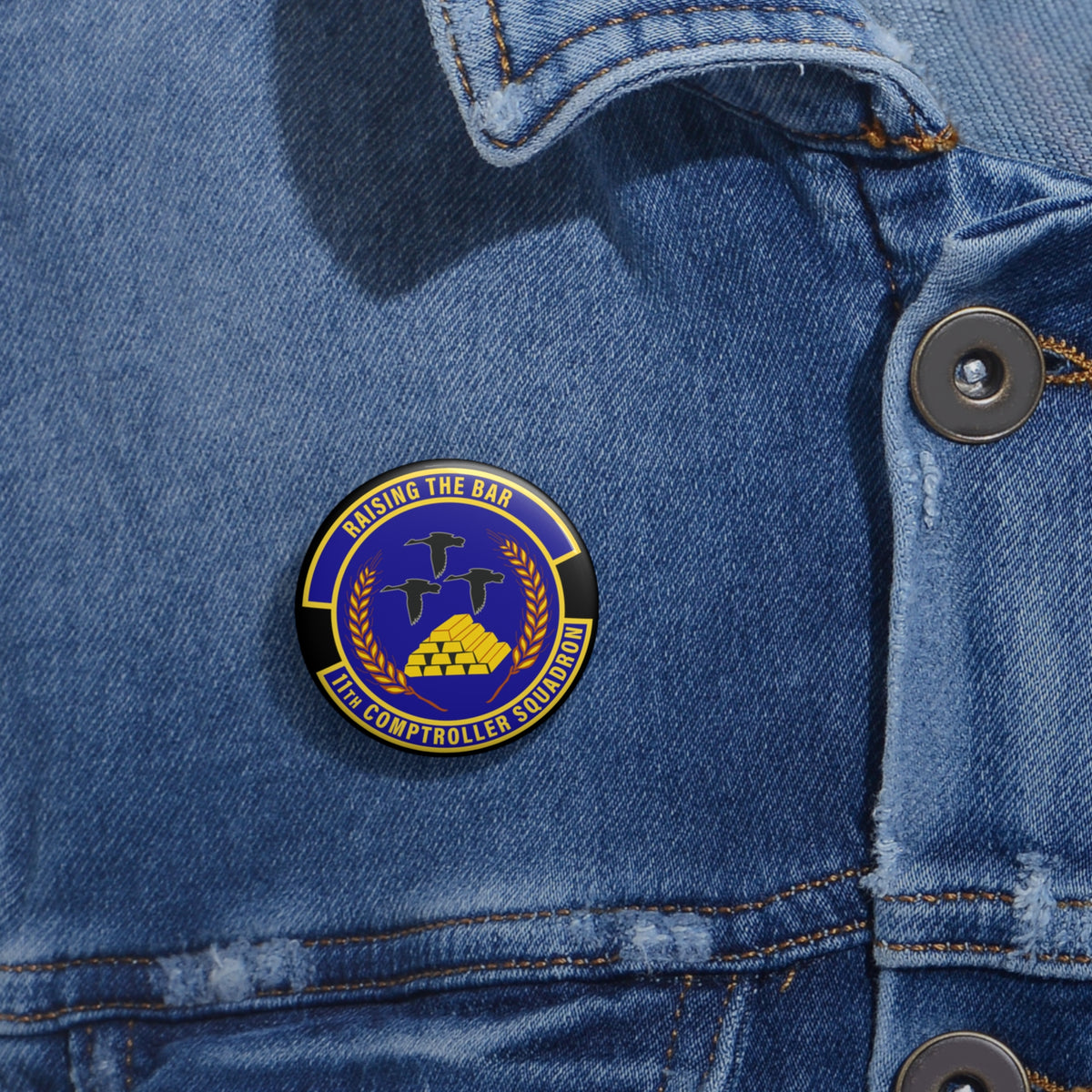 Custom Pin Button - USAF - 11th Comptroller Squadron wo txt