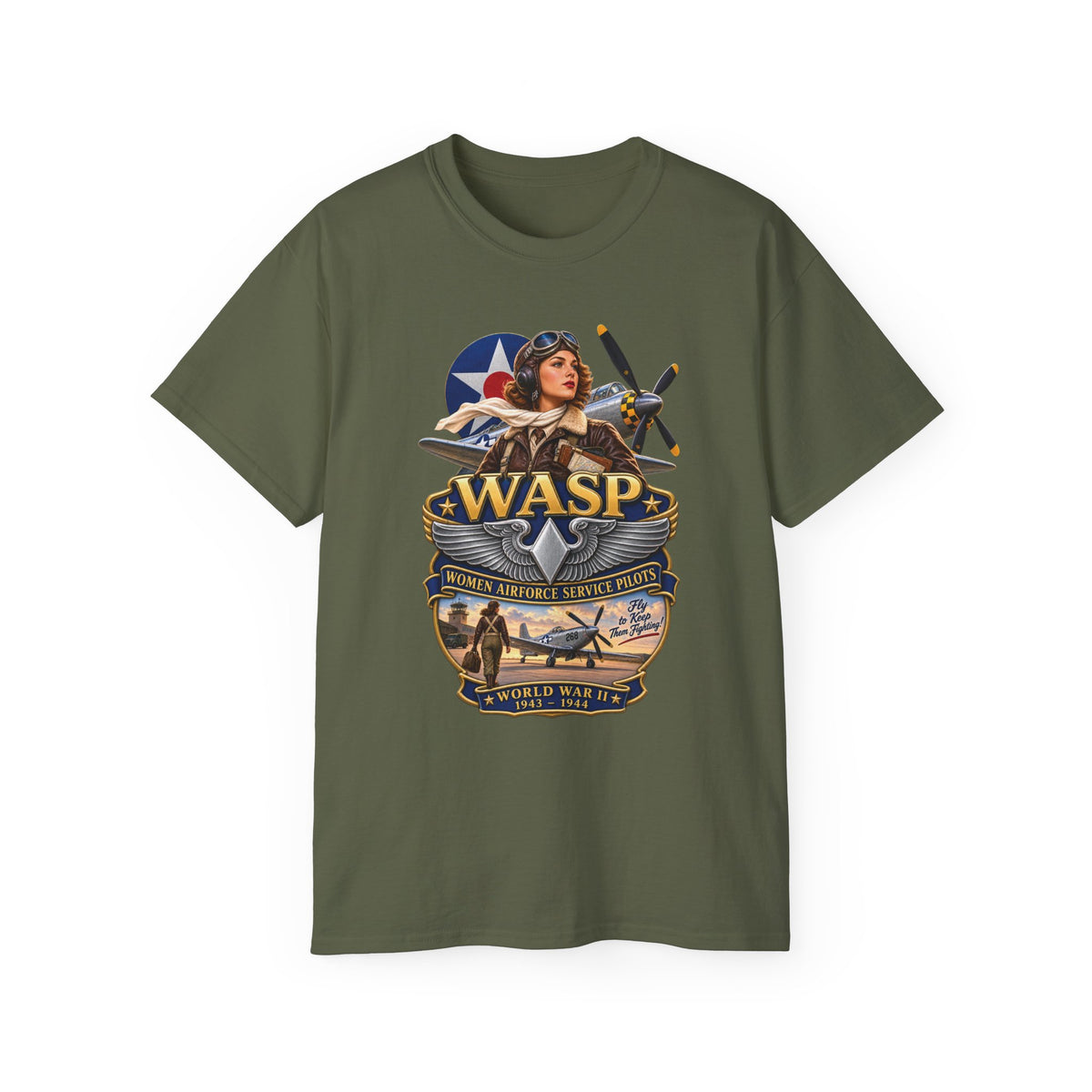 Unisex Ultra Cotton Tee - WASP - Women Airforce Service Pilot - WWII - 3D - Enhanced
