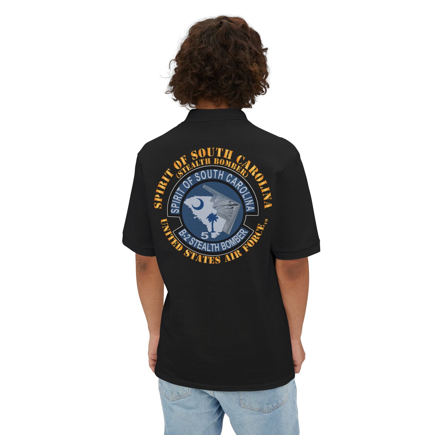 Men's Piqué Polo - USAF - B2 - Spirit of South Carolina Stealth Bomber X 300