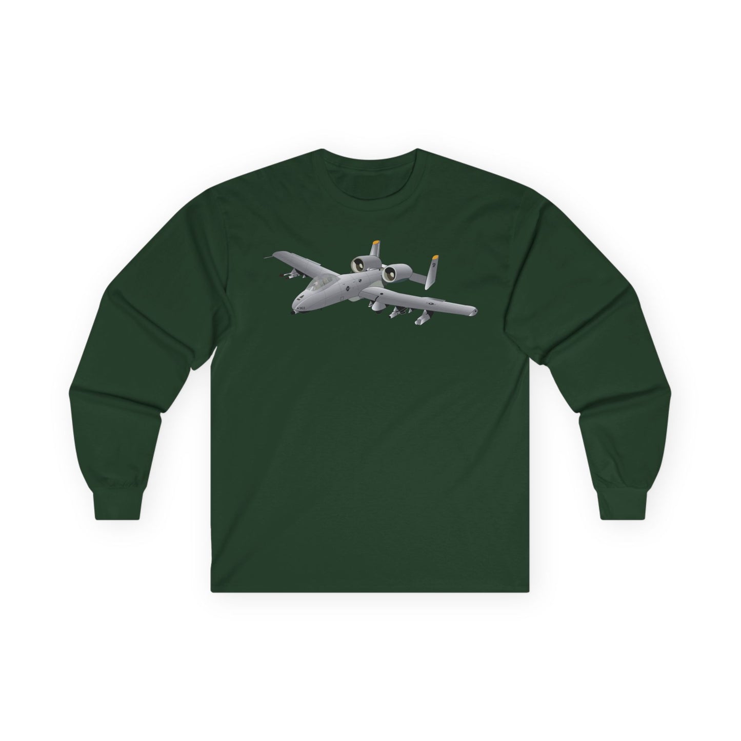 Unisex Ultra Cotton Long Sleeve Tee - Aircraft - A10 - Front - Top - Oblique X 300
