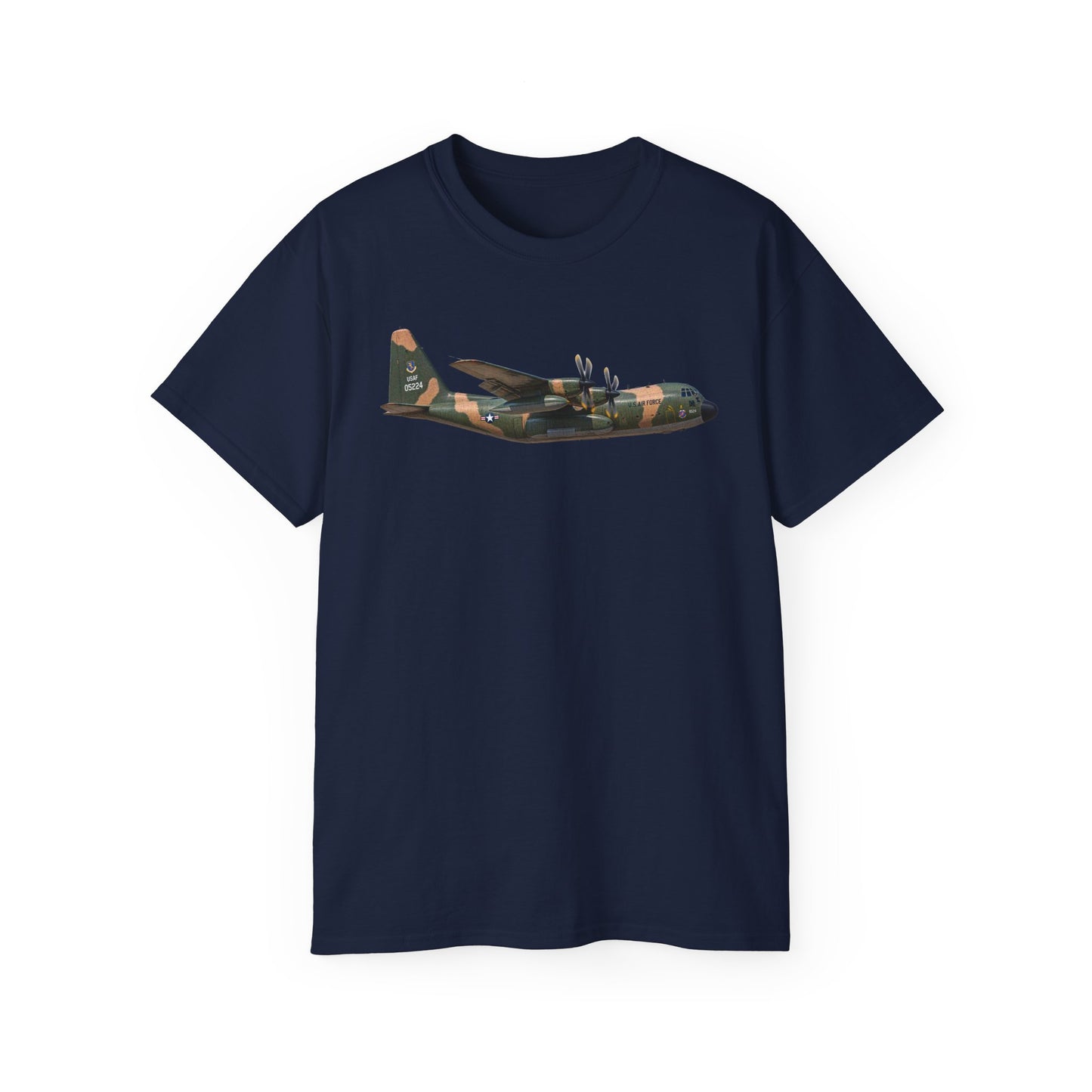 Unisex Ultra Cotton Tee - C-130  Aircraft - Camo - Right Side
