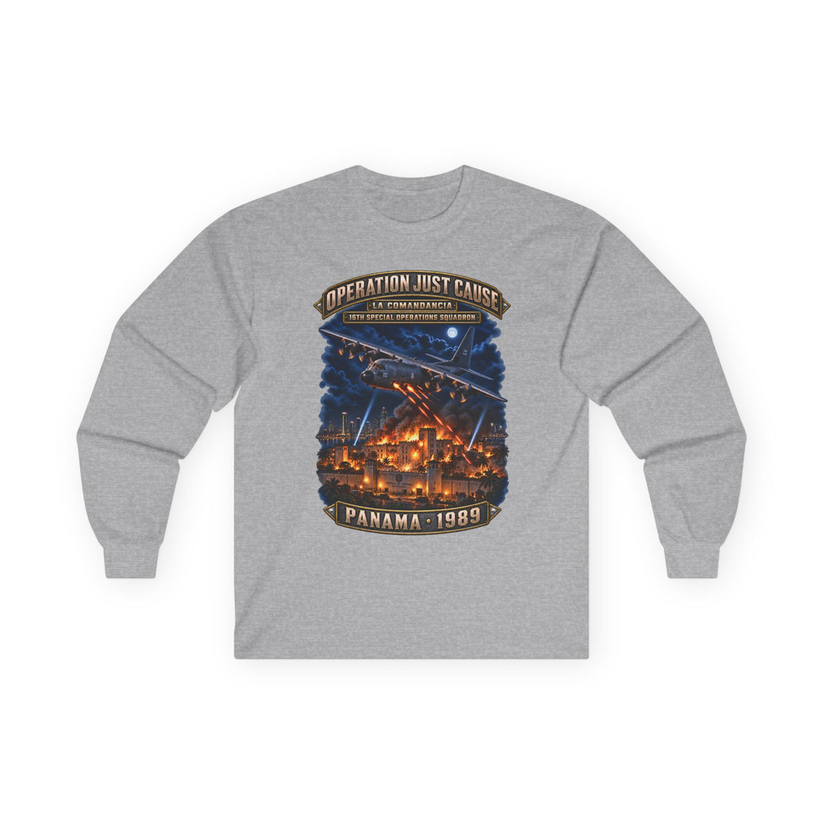 Unisex Ultra Cotton Long Sleeve Tee - SOF - 16th SOS - Panama Invasion 1989 - La Comandancia - 3D - Enhanced