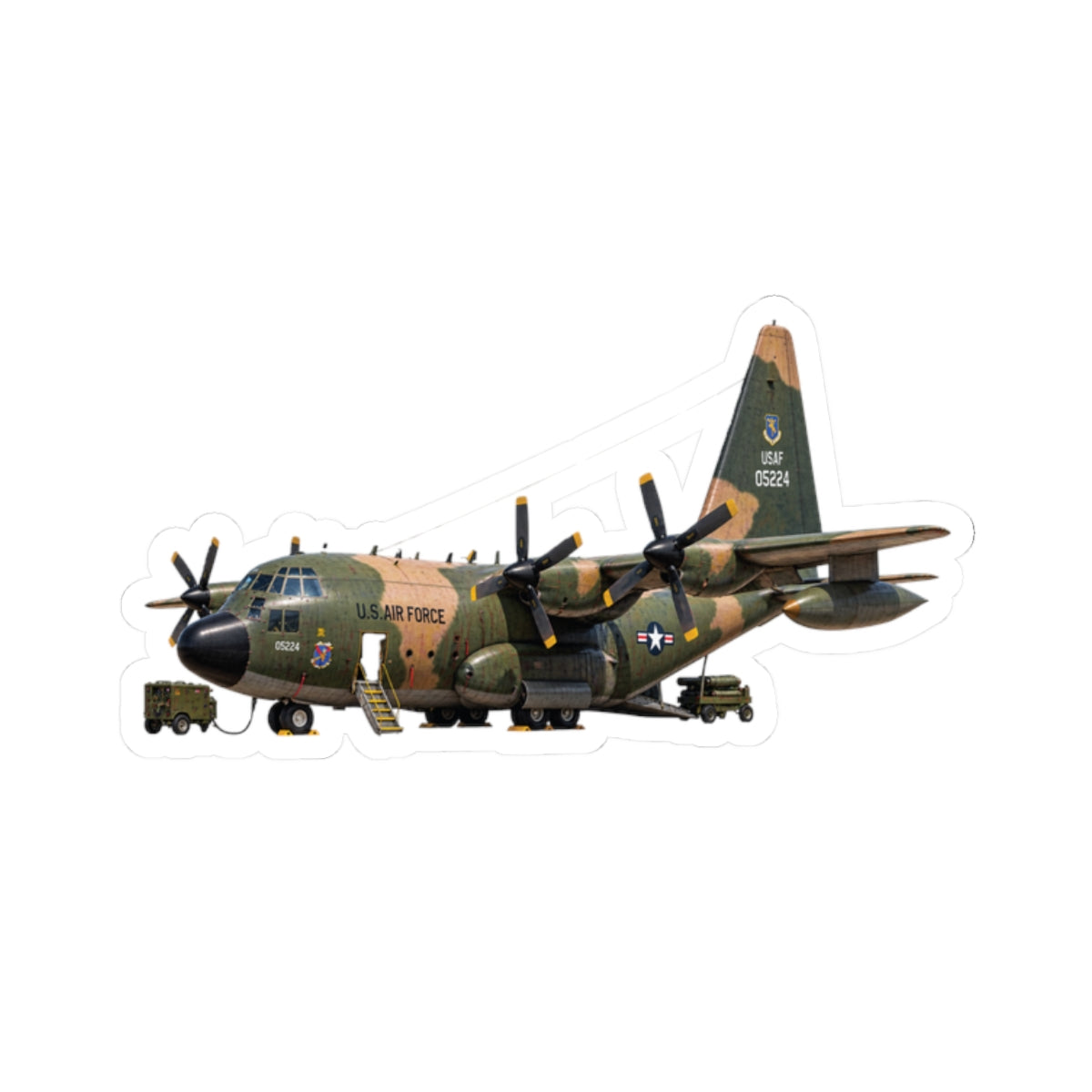 Kiss-Cut Stickers - C-130  Aircraft - Camo - Landing - Parked - Static