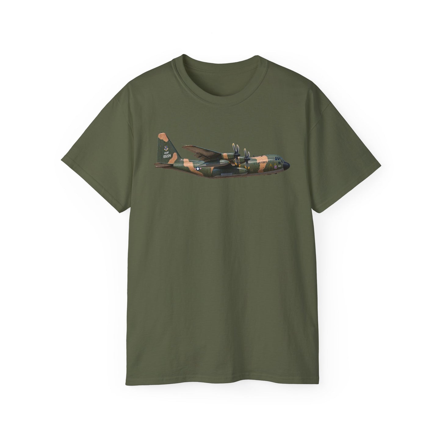 Unisex Ultra Cotton Tee - C-130  Aircraft - Camo - Right Side