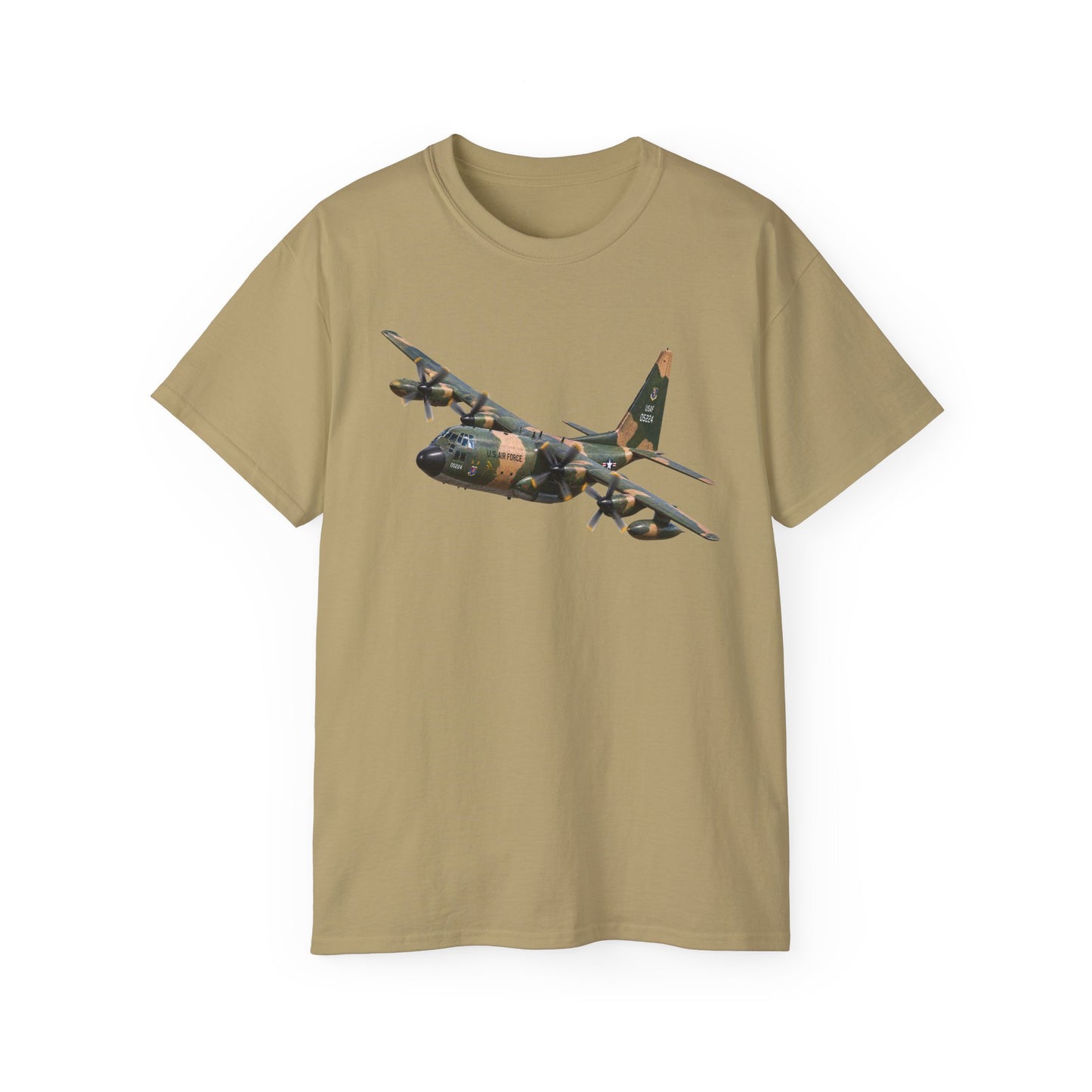 Unisex Ultra Cotton Tee - C-130  Aircraft - Camo - Steep Left Bank Climbing Turn