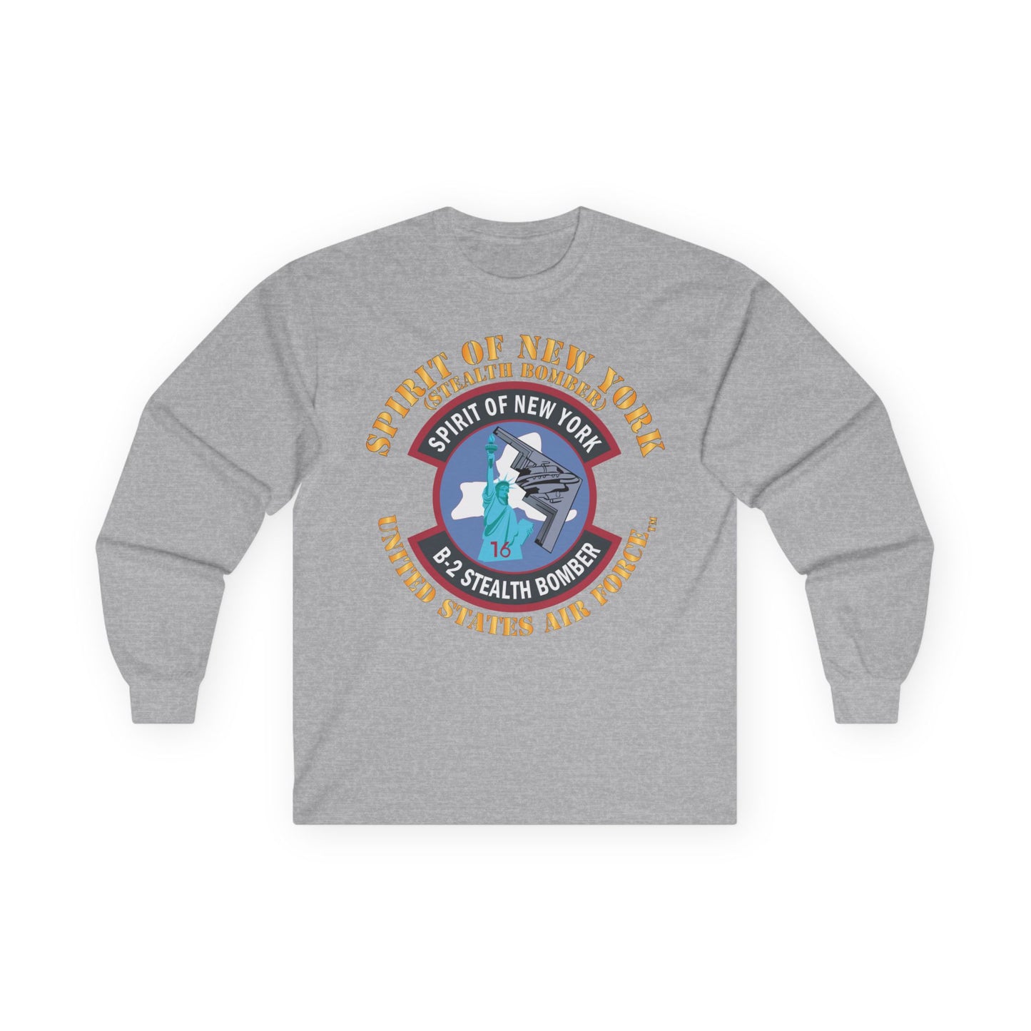 Unisex Ultra Cotton Long Sleeve Tee - USAF - B2 - Spirit of New York - Stealth Bomber X 300