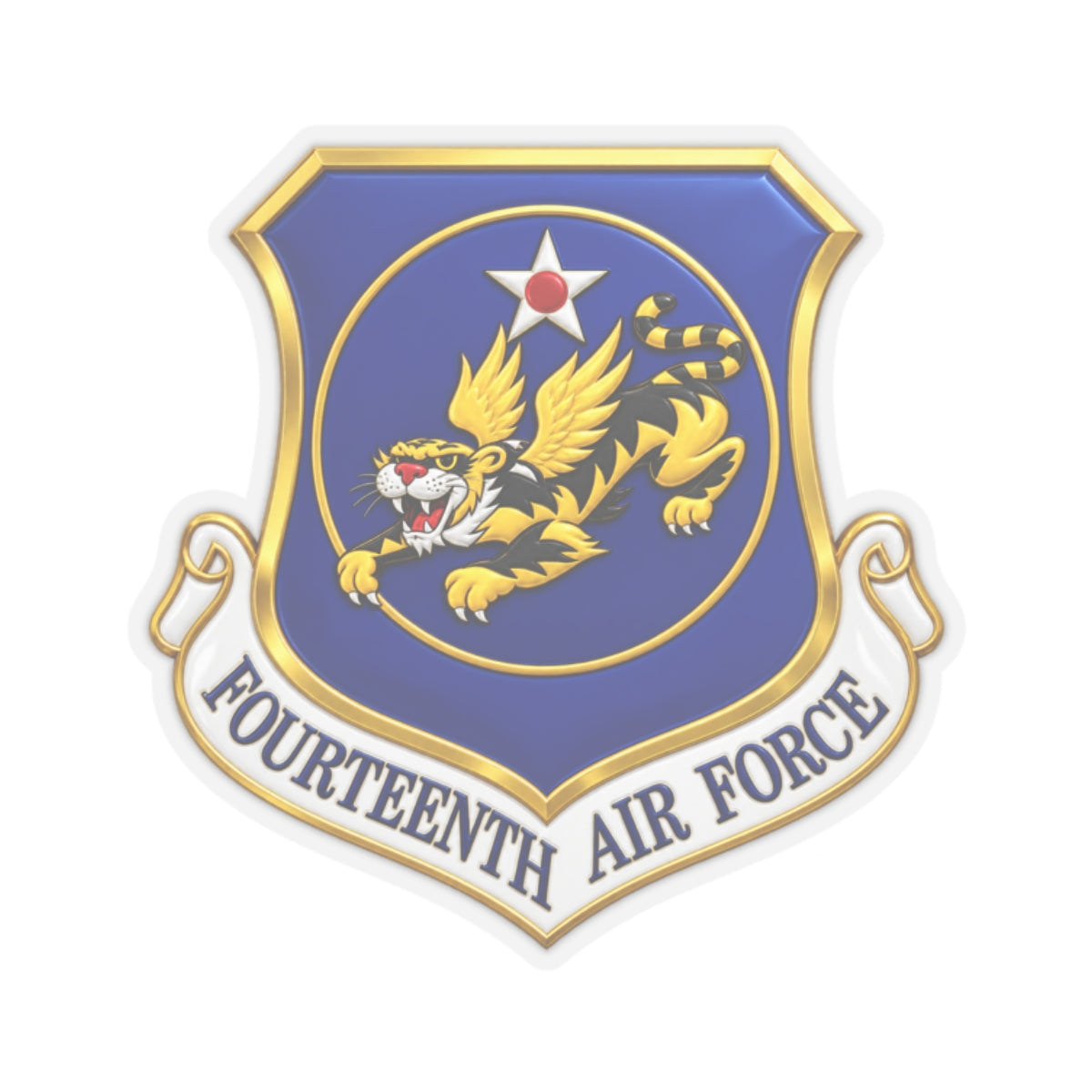Kiss-Cut Stickers - USAF - 14th Air Force - Flying Tigers wo txt - 3D - Enhanced