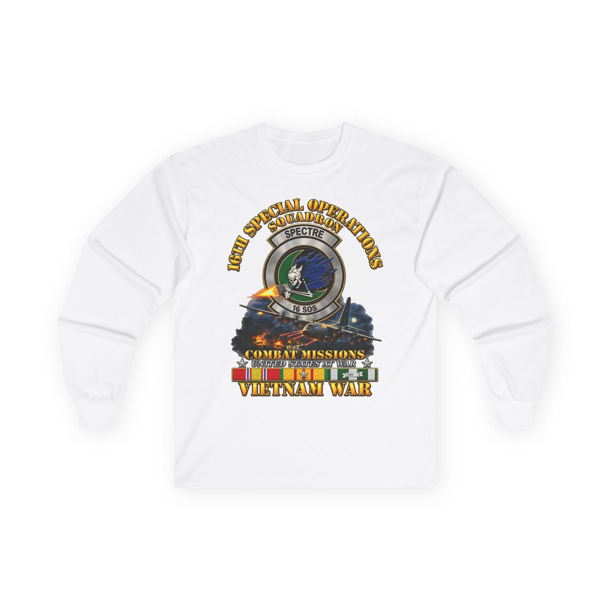 Unisex Ultra Cotton Long Sleeve Tee - SOF - 16th SOS - Combat Missions w VN SVC - 3D - Enhanced