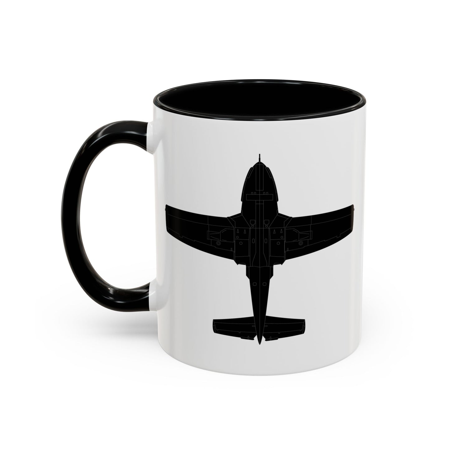 Accent Coffee Mug (11oz & 15oz) - Aircraft - T-37-Trainer - Bottom - Black - Metal X 300