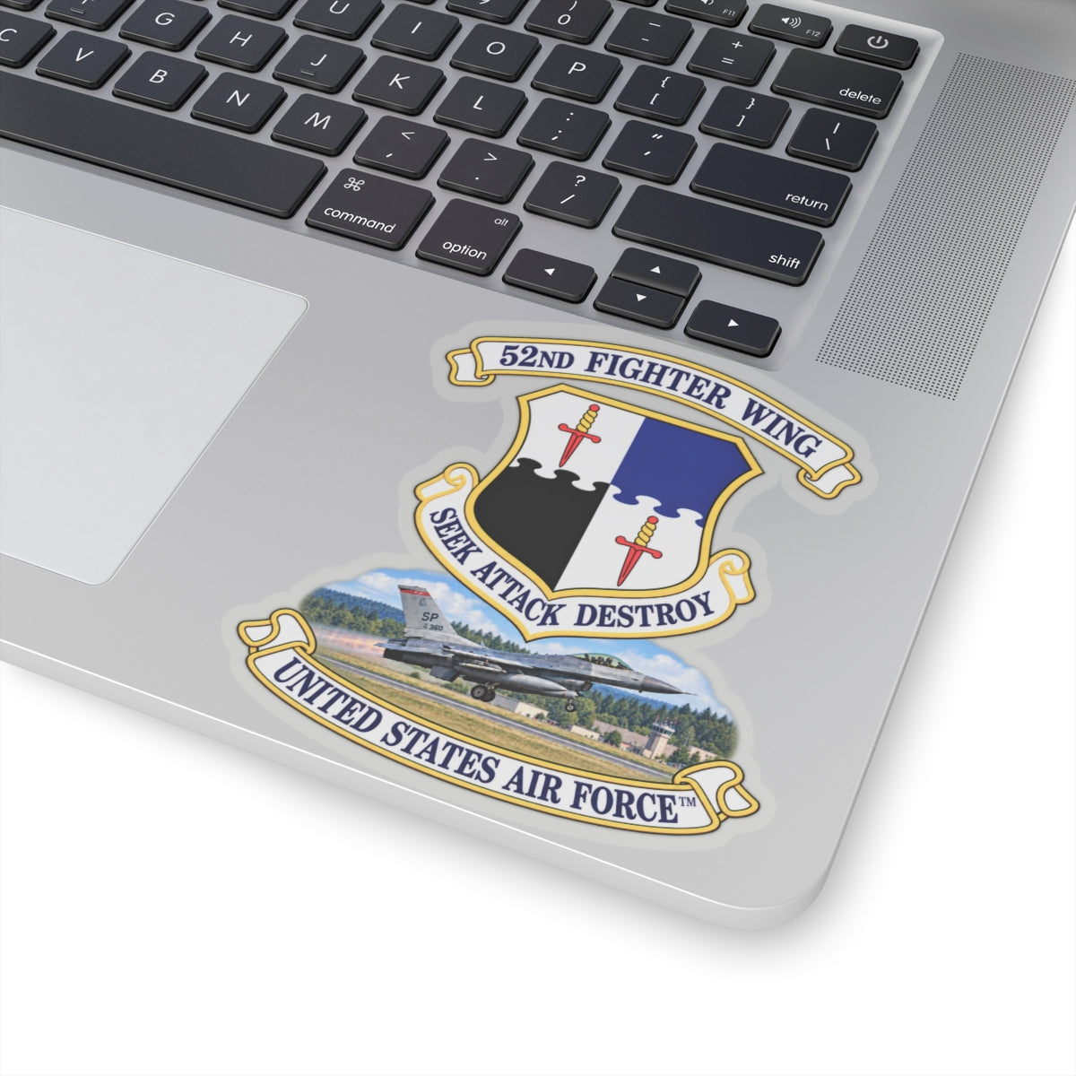 Kiss-Cut Stickers - 52nd Fighter Wing - Shield - United States Air Force w scene and TM