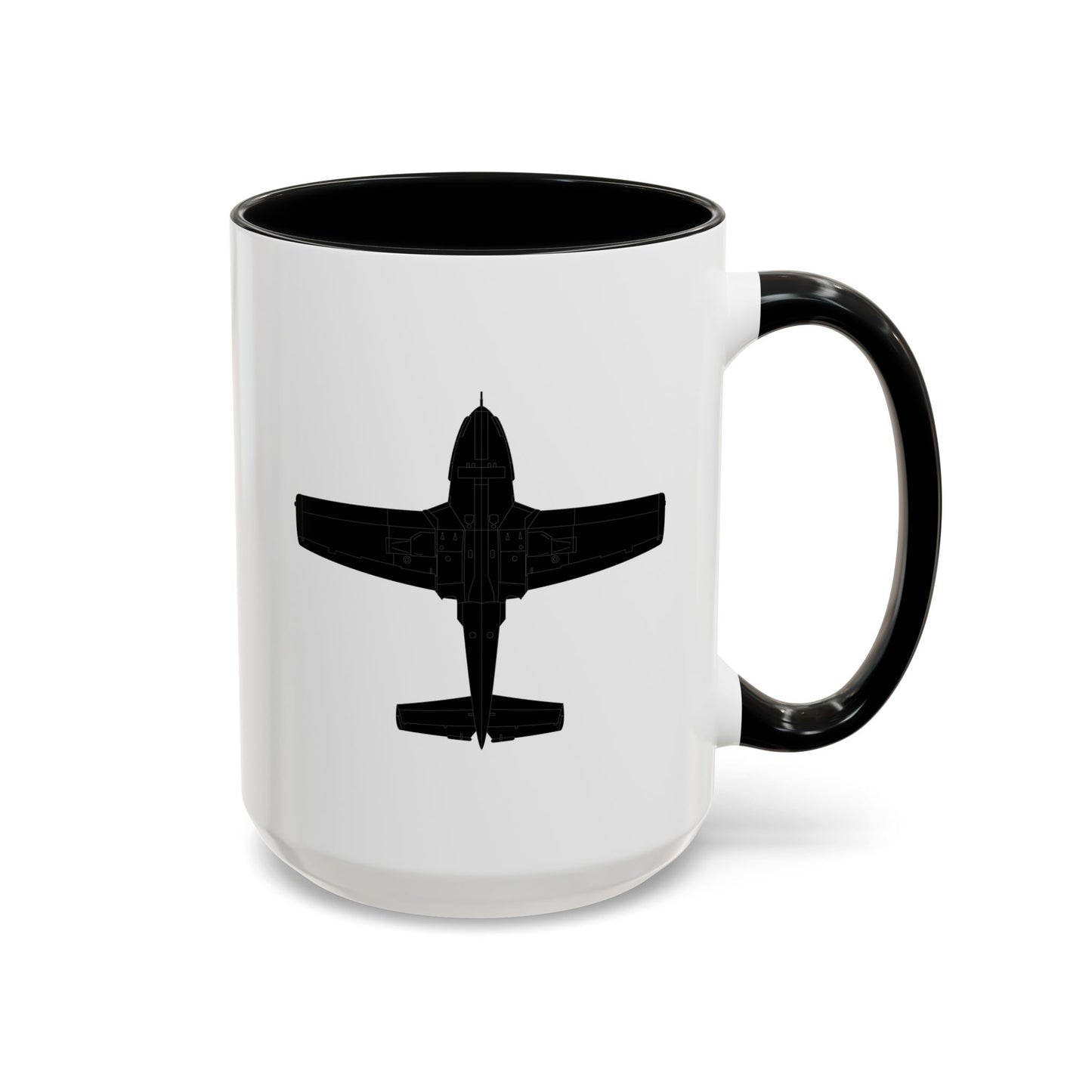 Accent Coffee Mug (11oz & 15oz) - Aircraft - T-37-Trainer - Bottom - Black - Metal X 300