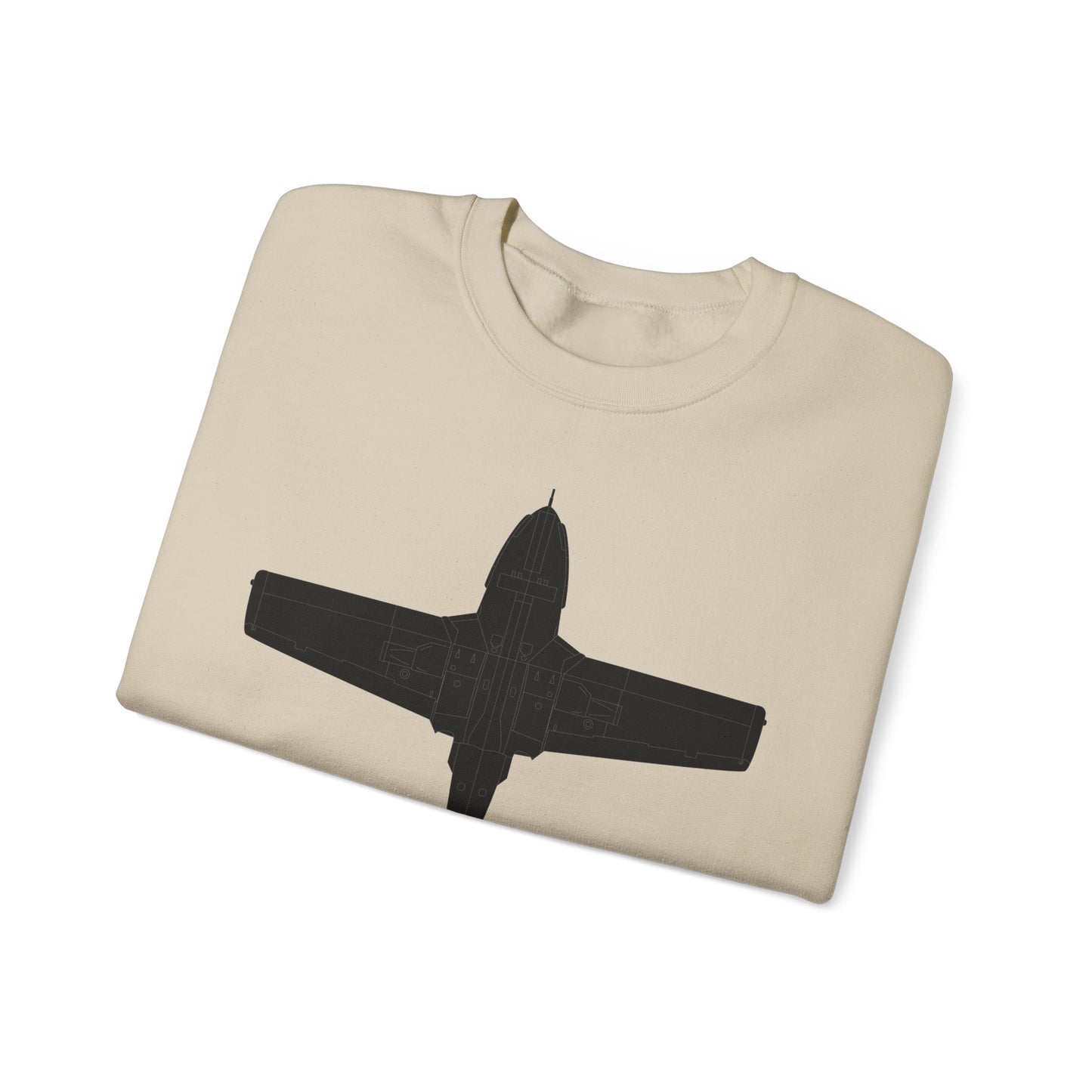 Crewneck Sweatshirt - Aircraft - T-37-Trainer - Bottom - Black - Metal X 300