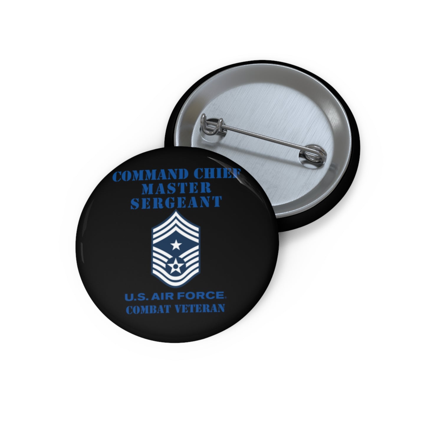 Custom Pin Button - USAF - Command Chief Master Sergeant (E9c) - 2020 - Combat Veteran