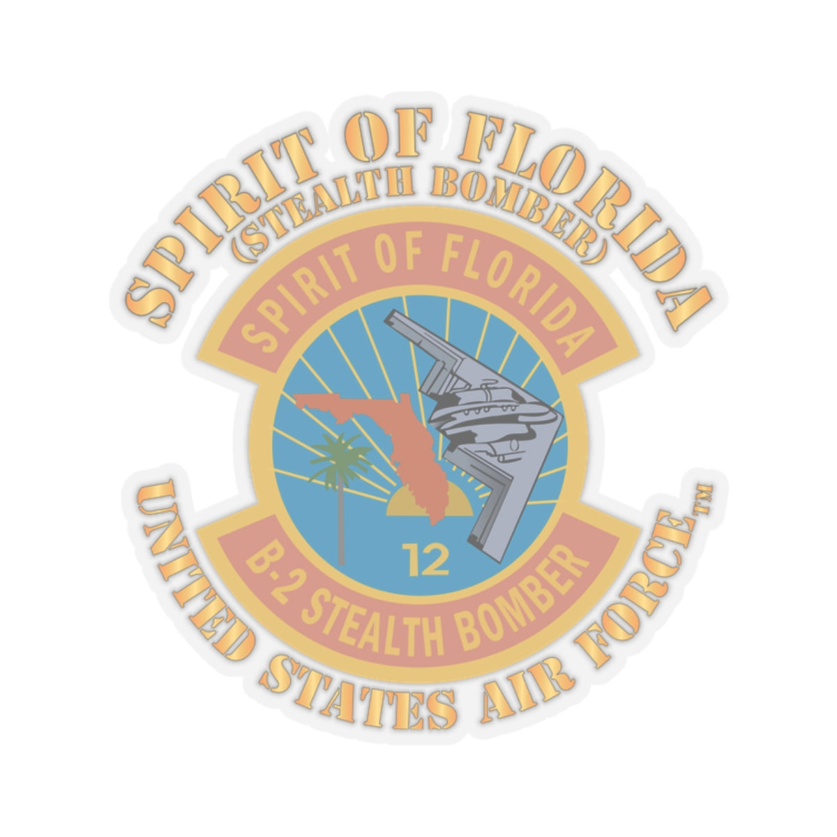 Kiss-Cut Stickers - USAF - B2 - Spirit of Florida - Stealth Bomber X 300