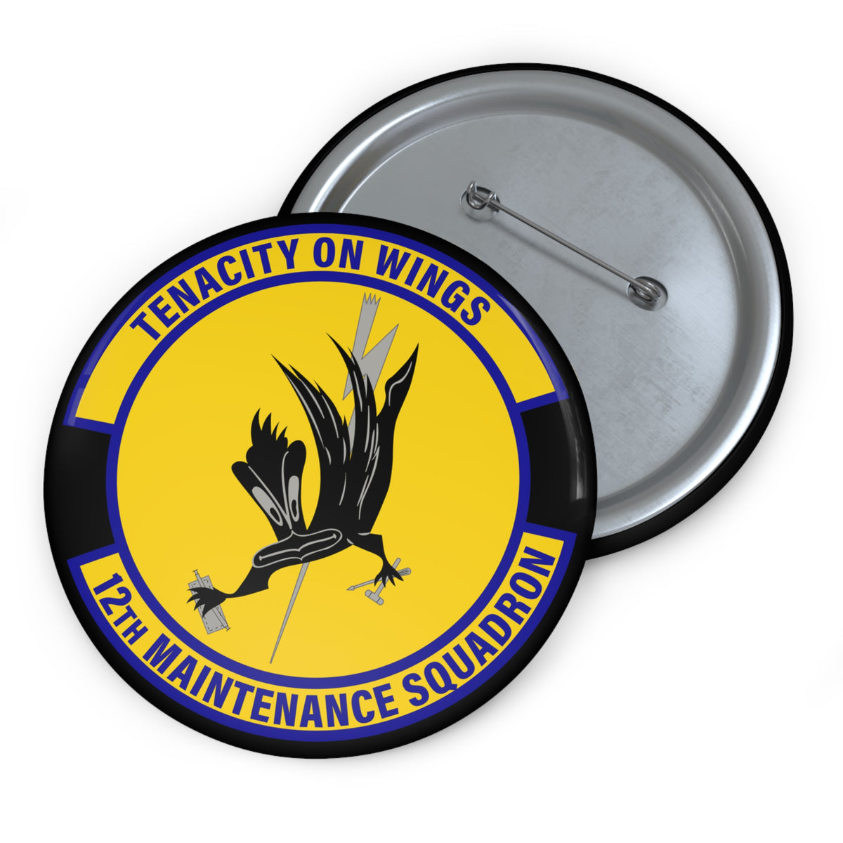 Custom Pin Button - USAF - 12th Maintenance Sq wo txt