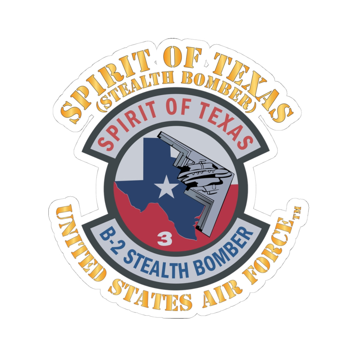 Kiss-Cut Sticker - USAF - B2 - Spirit of Texas - Stealth Bomber X 300