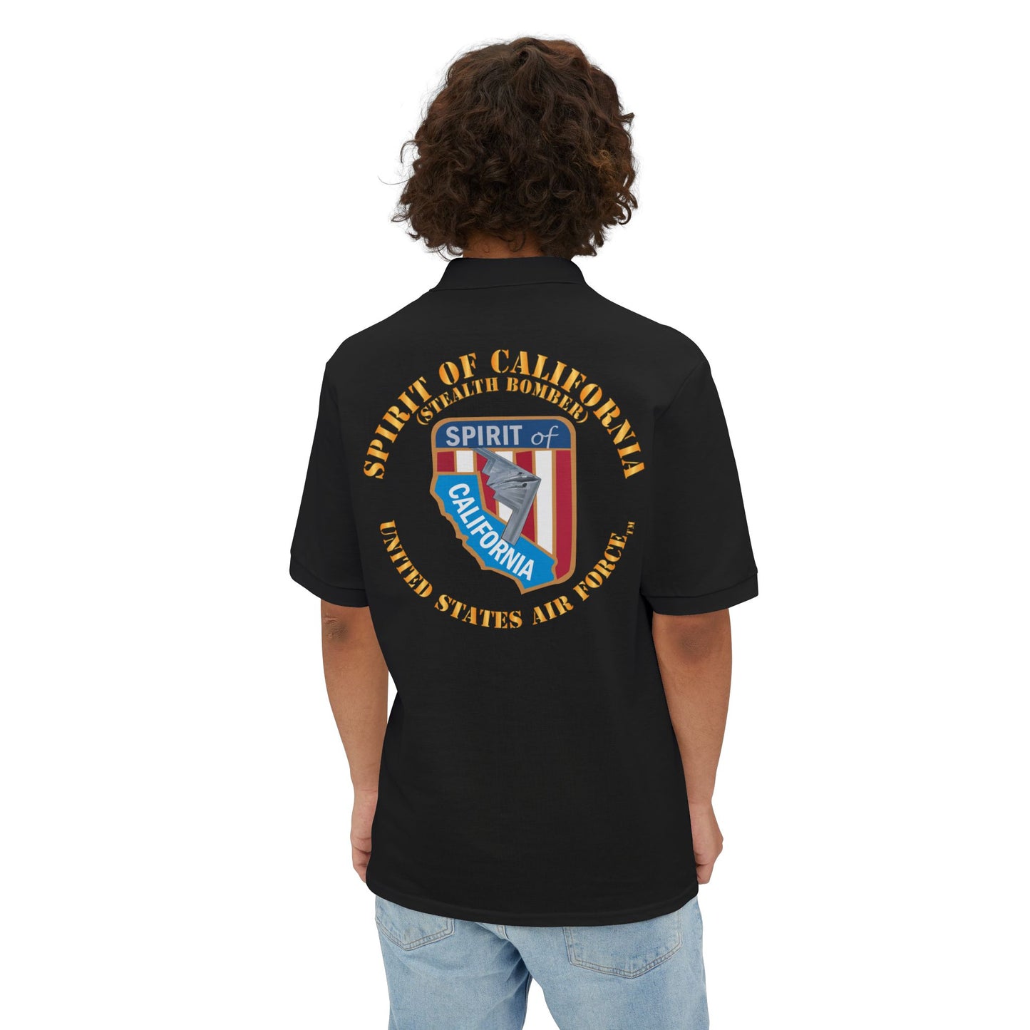 Men's Piqué Polo - USAF - B2 - Spirit of California - Stealth Bomber X 300