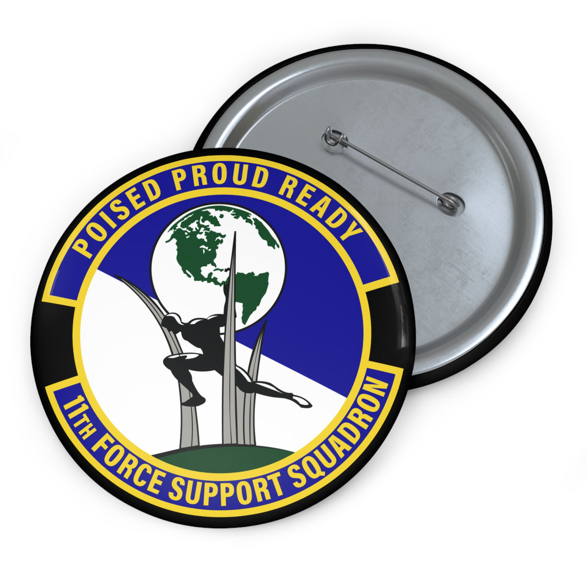 Custom Pin Button - USAF - 11th Force Support Squadron wo txt