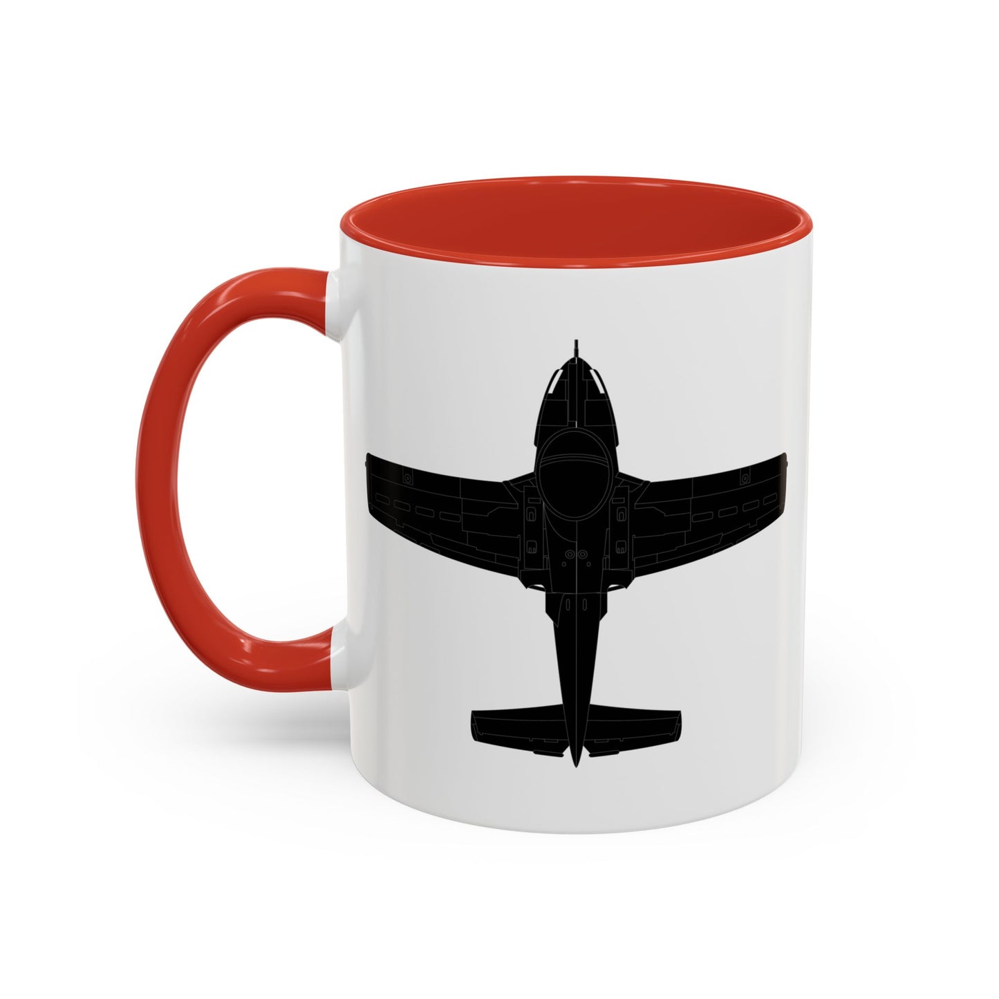 Accent Coffee Mug (11oz & 15oz) - Aircraft - T-37-Trainer - Top - Black - Metal X 300