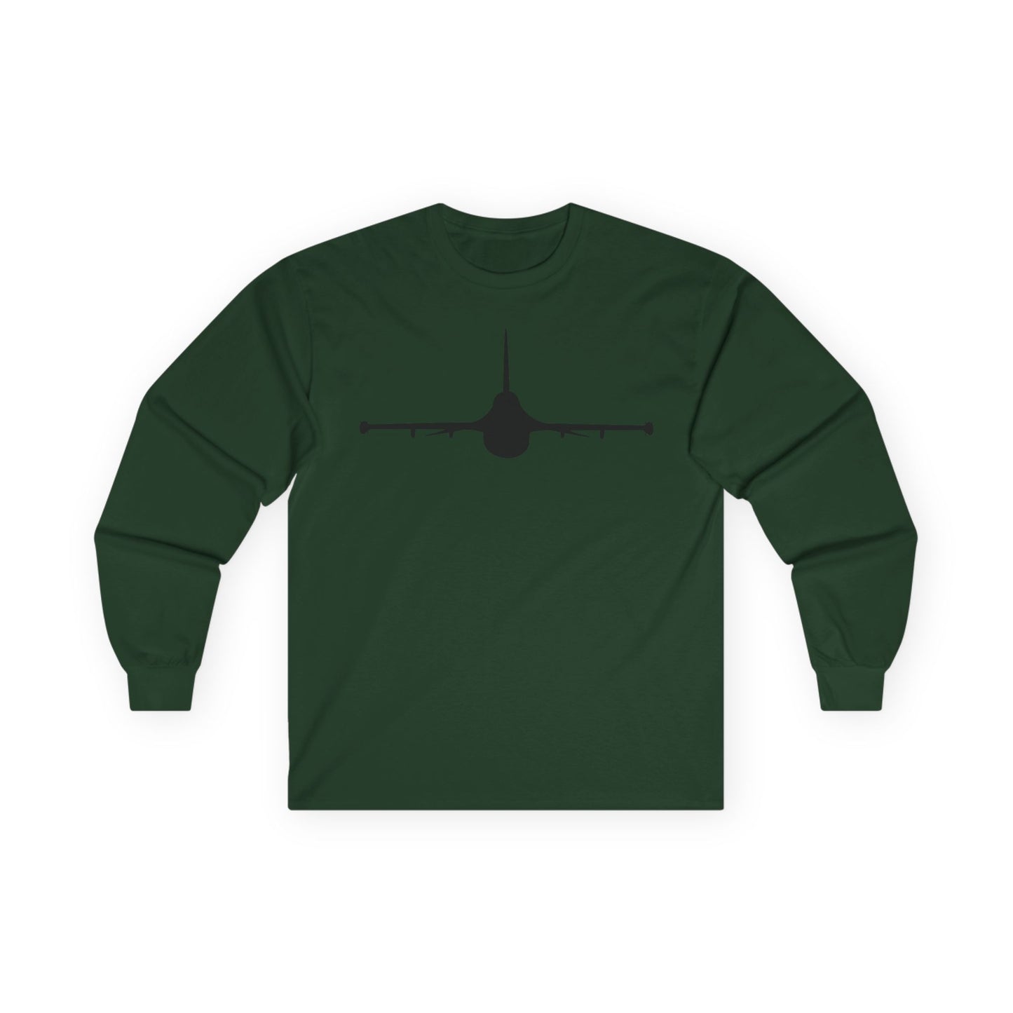 Unisex Ultra Cotton Long Sleeve Tee - Aircraft - F-16 - Front - Silhouette wo Txt X 300