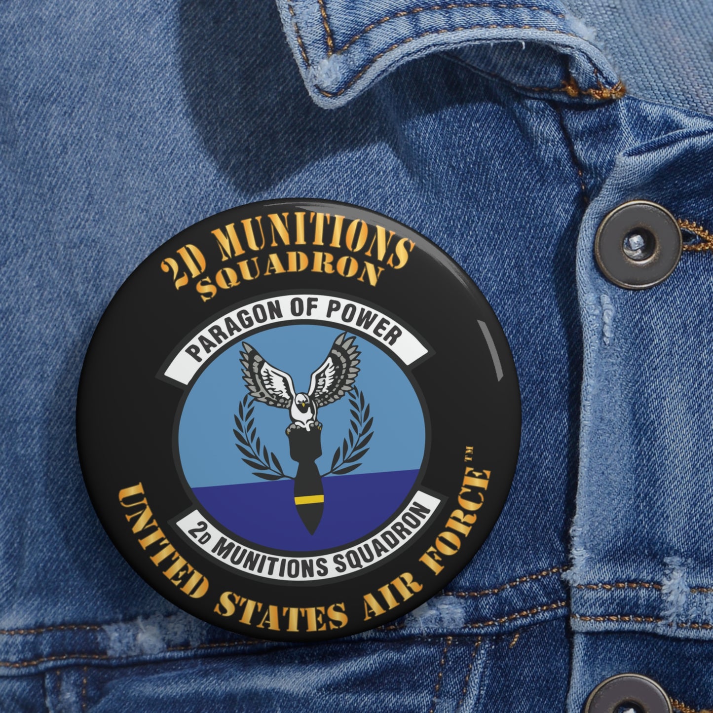 Custom Pin Button - USAF - 2nd Munitions Squadron