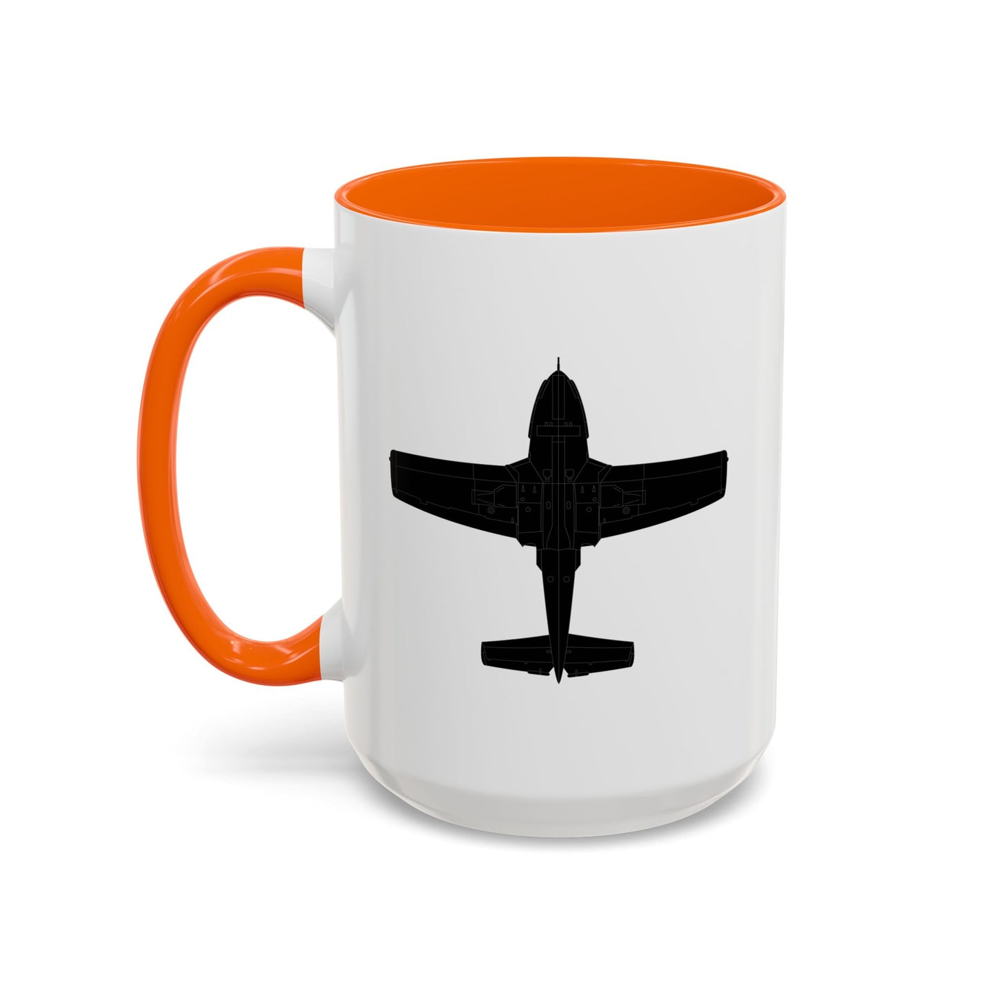 Accent Coffee Mug (11oz & 15oz) - Aircraft - T-37-Trainer - Bottom - Black - Metal X 300