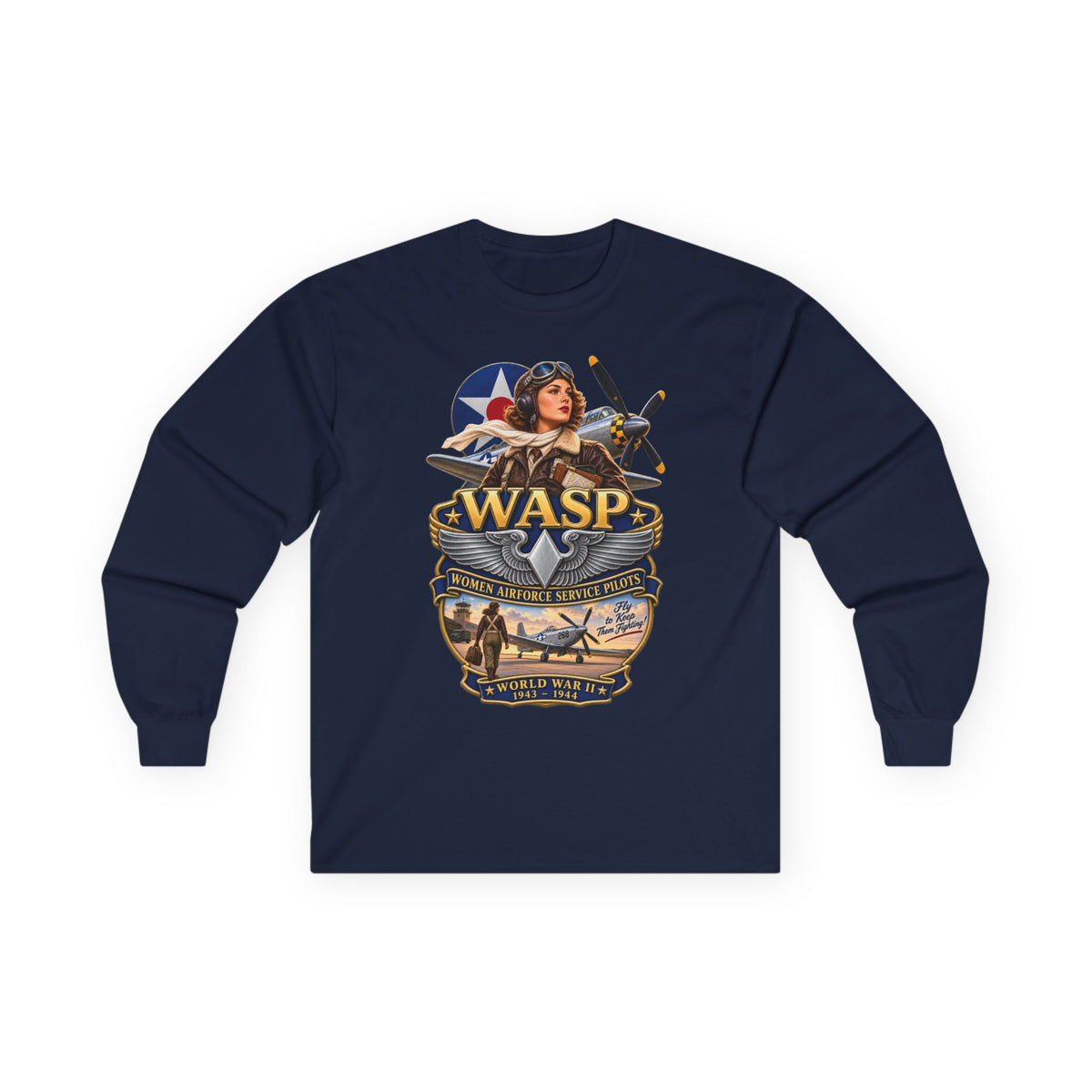 Unisex Ultra Cotton Long Sleeve Tee - WASP - Women Airforce Service Pilot - WWII - 3D - Enhanced