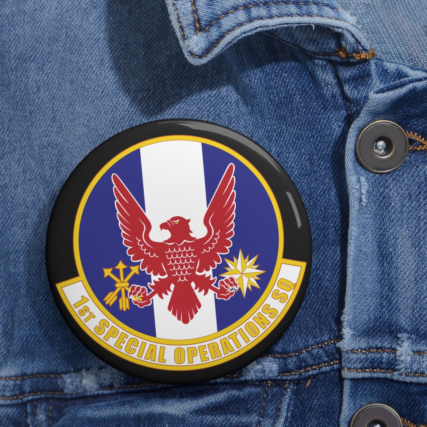 Custom Pin Button - USAF - 1st Special Operations Squadron wo txt