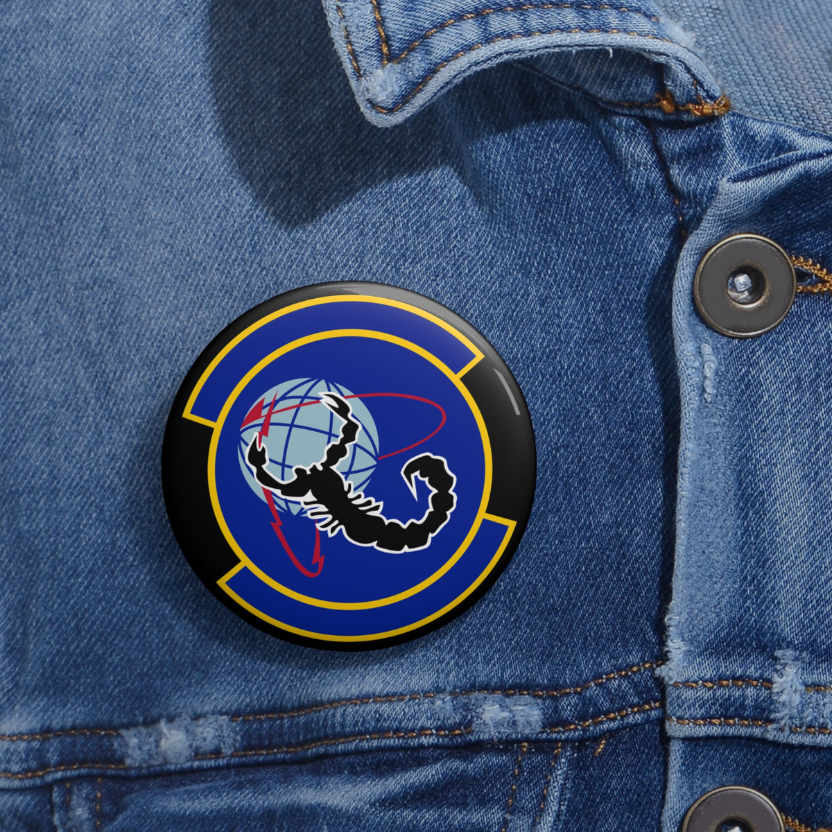 Custom Pin Button - USAF - 4th Space Warning Sq wo txt X 300