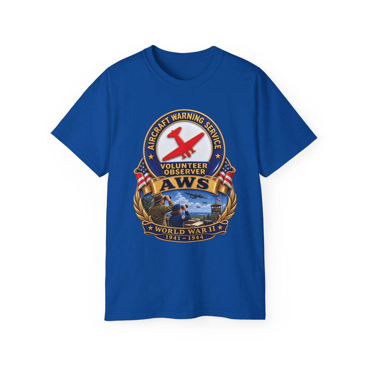 Unisex Ultra Cotton Tee - Aircraft Warning Service (AWS) WWII - 3D - Enhanced